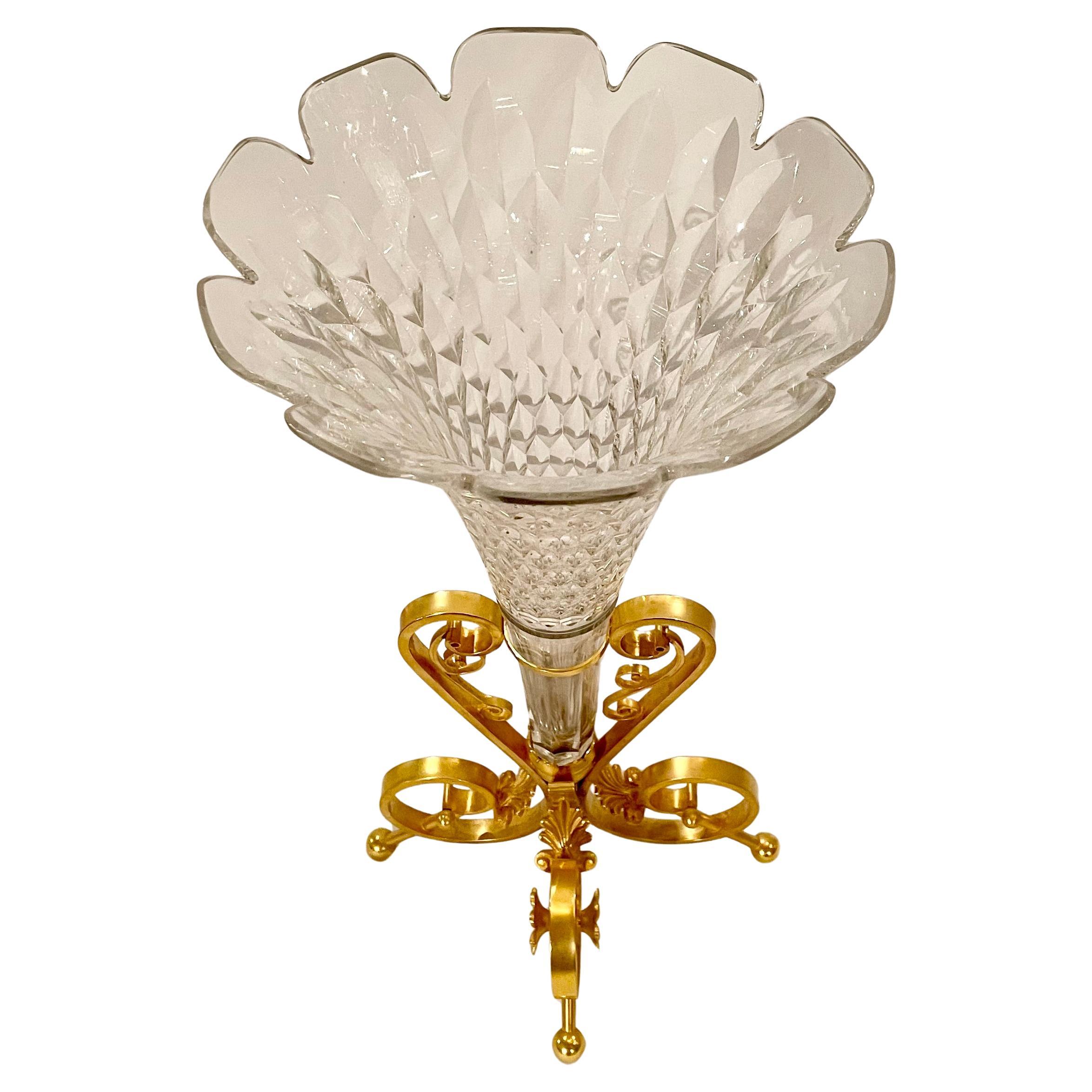 Antique French Baccarat Crystal and Gold Bronze 3 Piece Garniture, Circa 1890's. For Sale 5