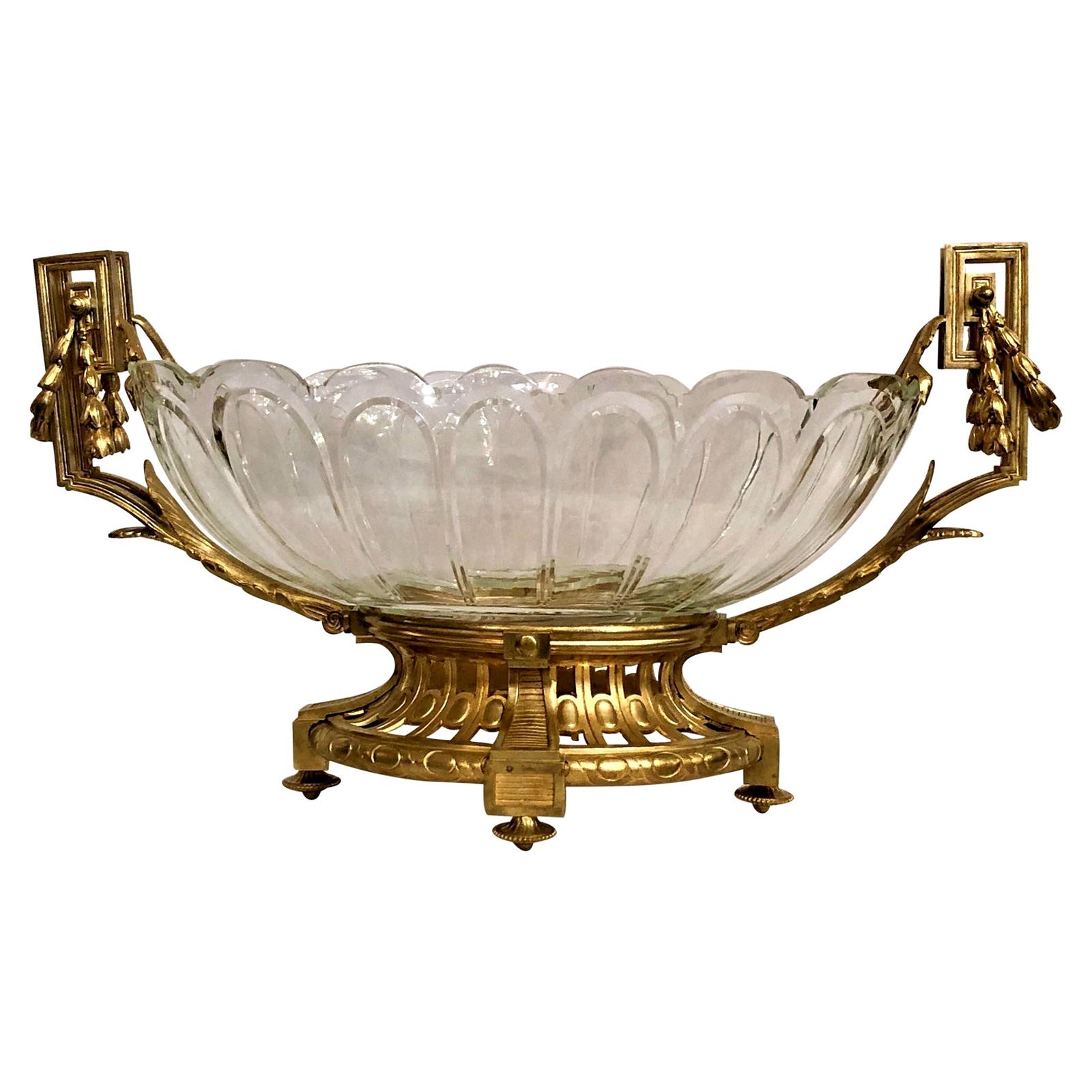 Antique French Baccarat Crystal and Gold Bronze Centerpiece Epergne, circa 1880