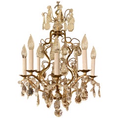 Antique French Baccarat Crystal and Gold Bronze Chandelier, circa 1890-1910