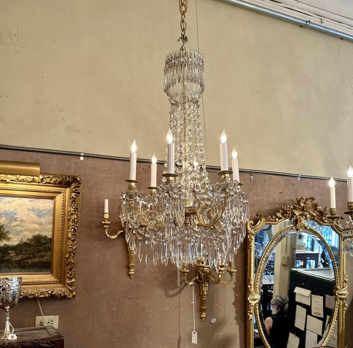 Antico lampadario francese in cristallo e bronzo dorato Baccarat, CIRCA 1890. in vendita 5
