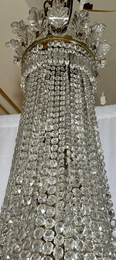 Antique French Baccarat Crystal and Gold Bronze Chandelier, Circa 1890