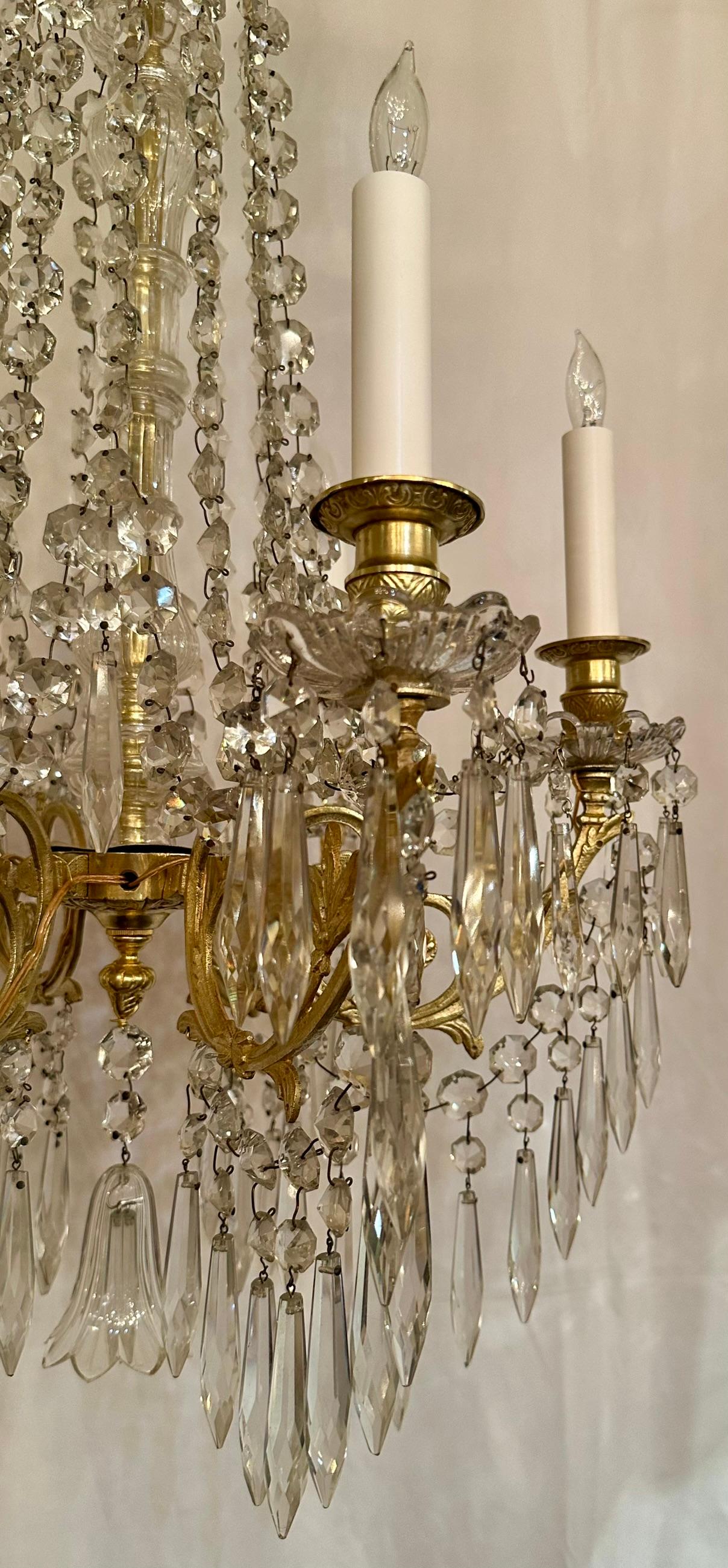 Antico lampadario francese in cristallo e bronzo dorato Baccarat, CIRCA 1890. in vendita 2