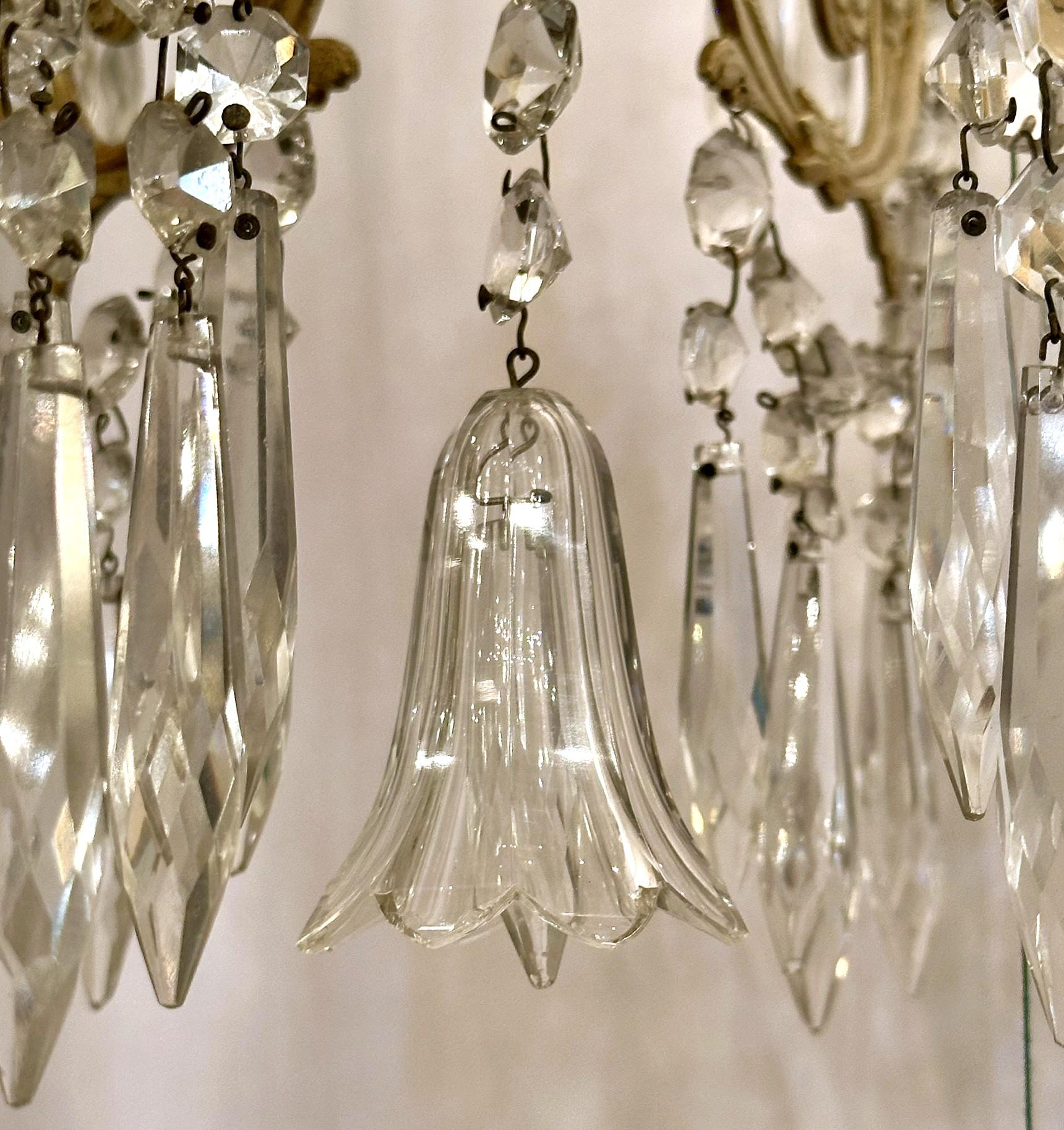 Antico lampadario francese in cristallo e bronzo dorato Baccarat, CIRCA 1890. in vendita 4