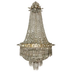 Antique French Baccarat Crystal and Gold Bronze Chandelier, Circa 1890