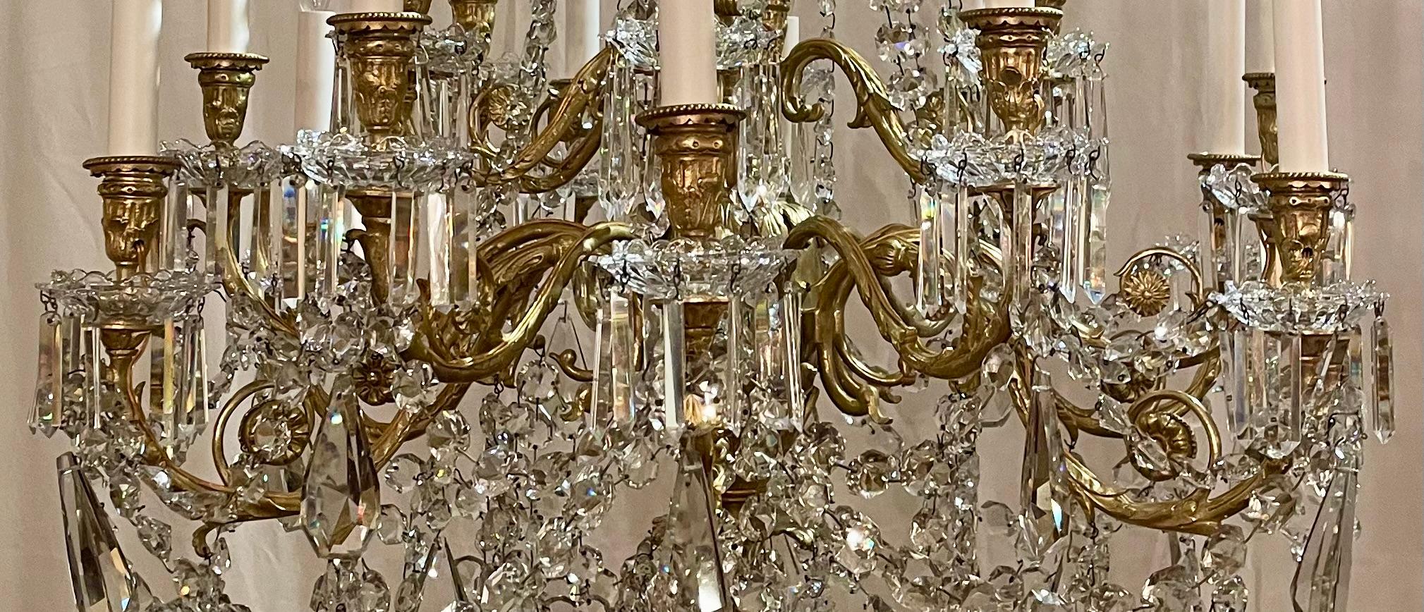 XIX secolo Antique French Baccarat Crystal and Ormolu Chandelier, CIRCA 1880-1890. in vendita