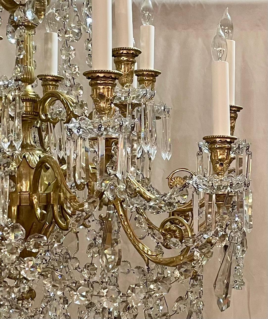 Bronzo Antique French Baccarat Crystal and Ormolu Chandelier, CIRCA 1880-1890. in vendita