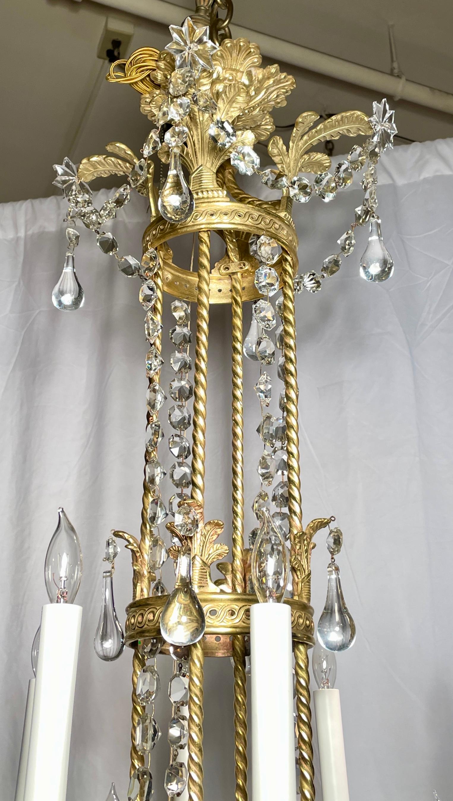 Antique French Baccarat Crystal & Bronze D'ore Chandelier, circa 1890 In Good Condition For Sale In New Orleans, LA