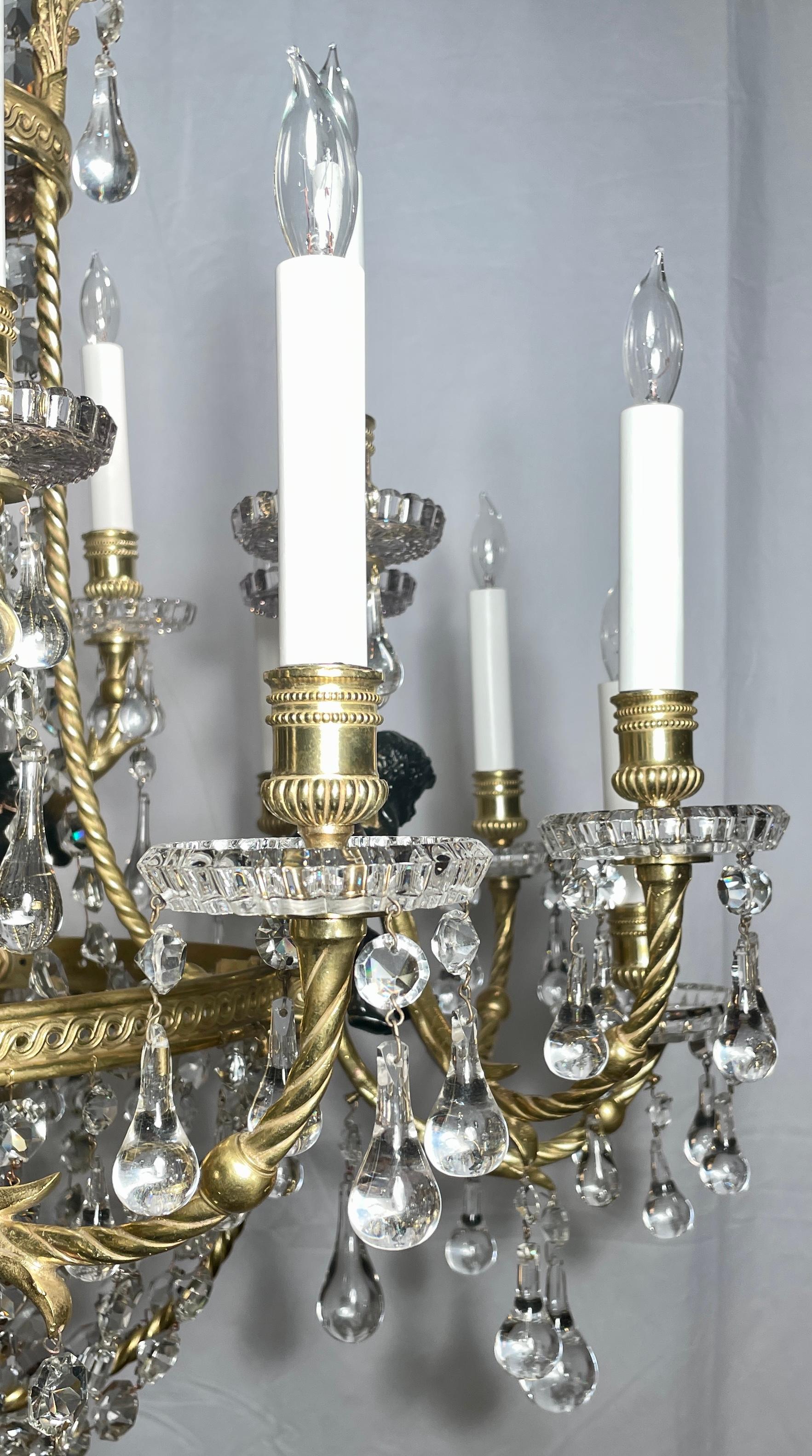 Antique French Baccarat Crystal & Bronze D'ore Chandelier, circa 1890 For Sale 1