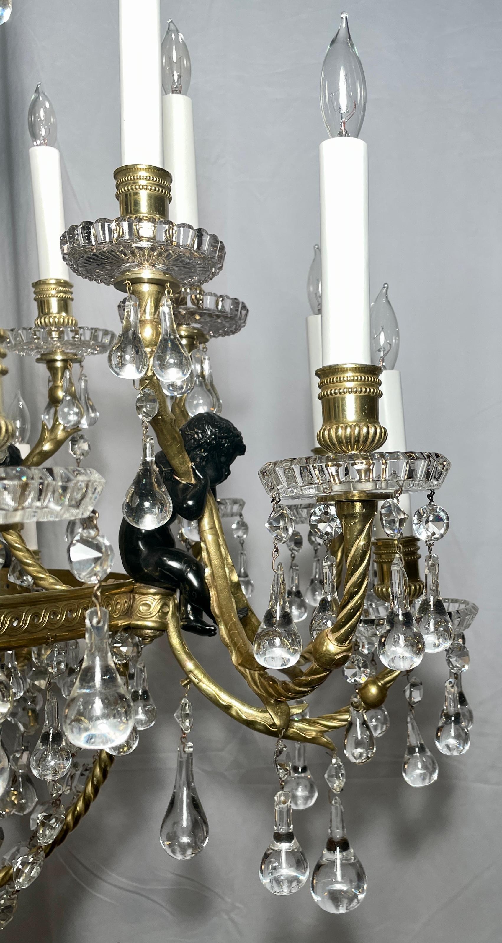 Antique French Baccarat Crystal & Bronze D'ore Chandelier, circa 1890 For Sale 2