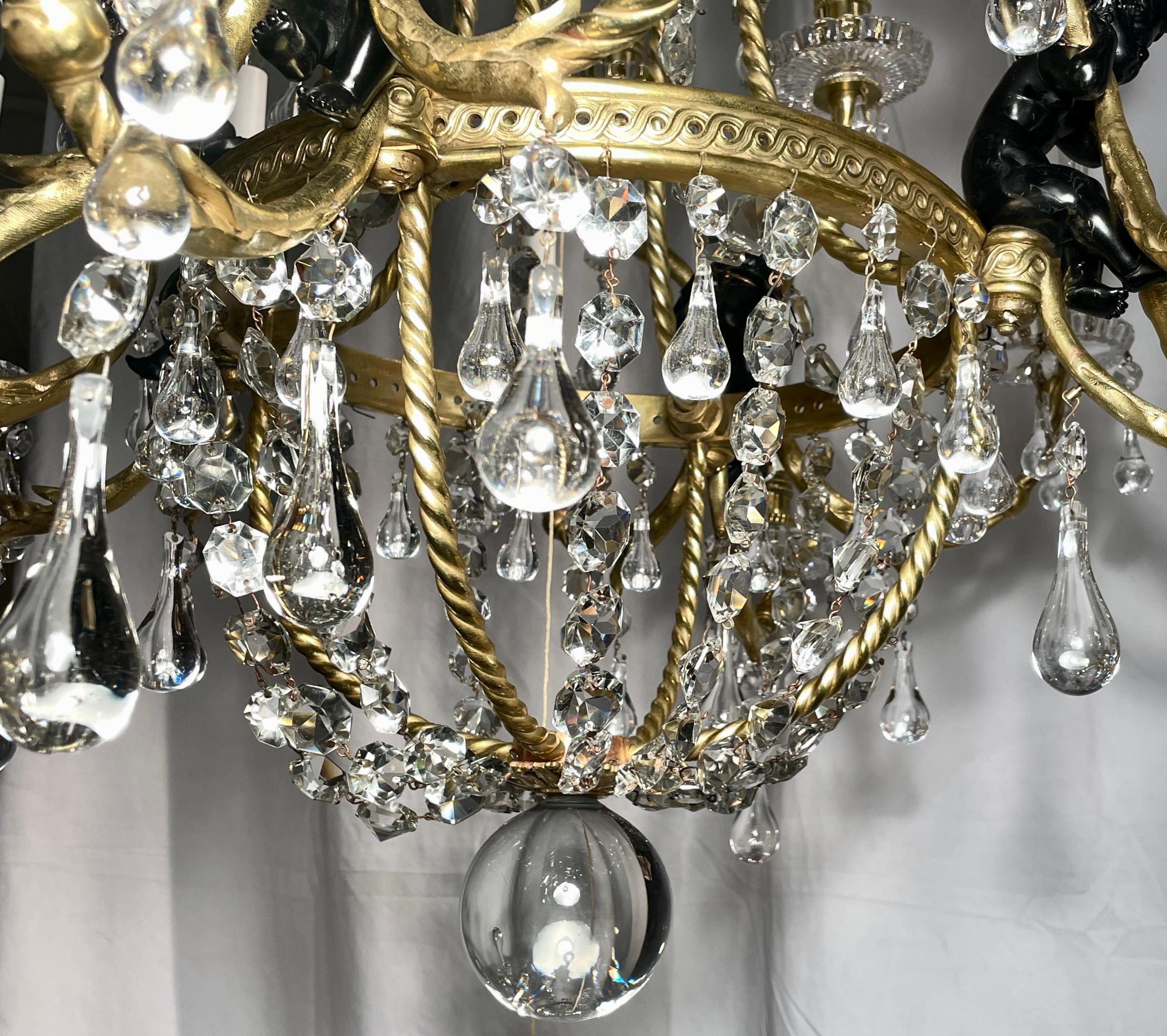Antique French Baccarat Crystal & Bronze D'ore Chandelier, circa 1890 For Sale 5