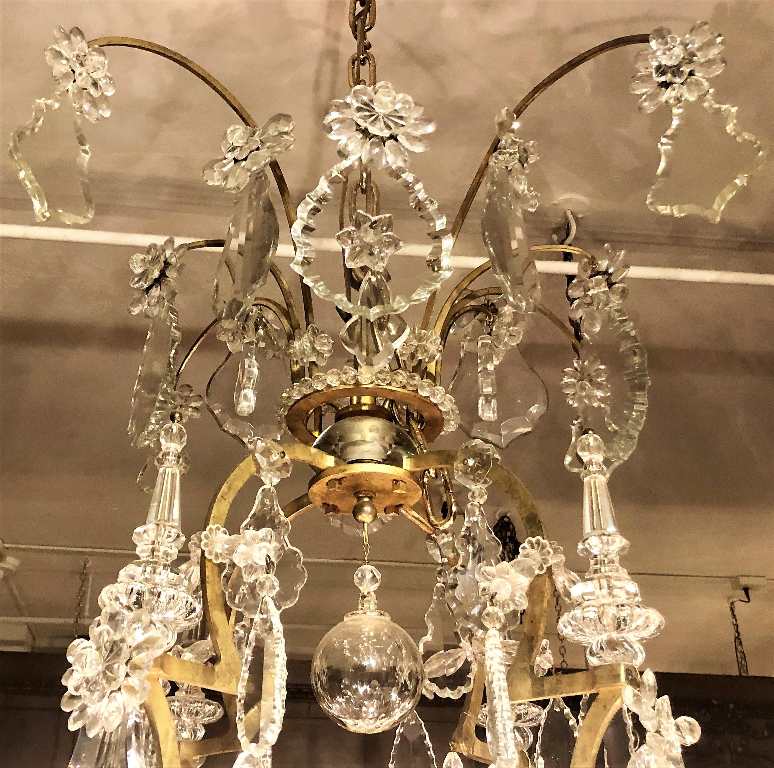 Antique French Baccarat crystal and bronze D'Ore versailles chandelier, circa 1880.