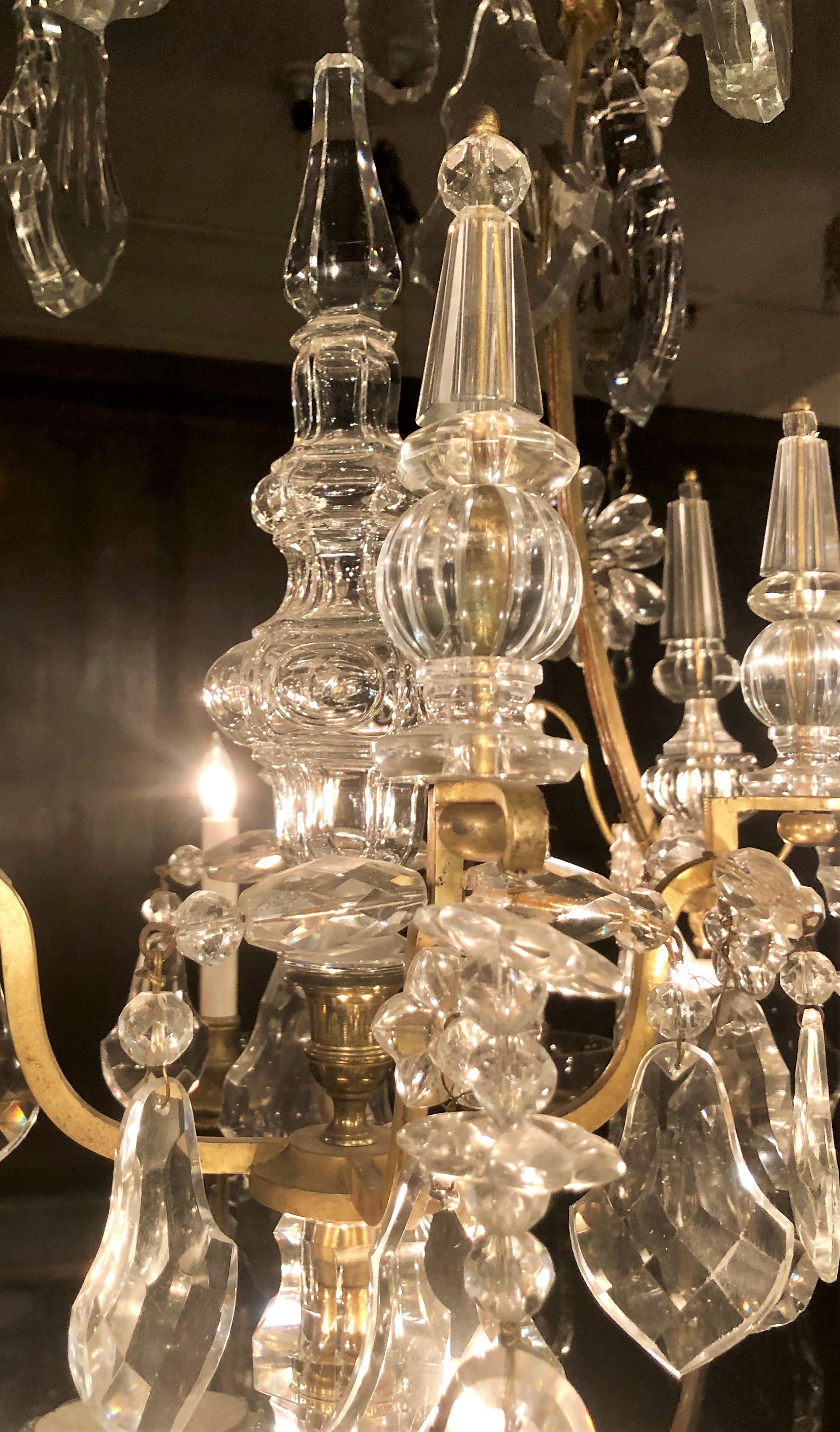 Antique French Baccarat Crystal & Bronze D'Ore Versailles Chandelier, circa 1880 In Excellent Condition For Sale In New Orleans, LA