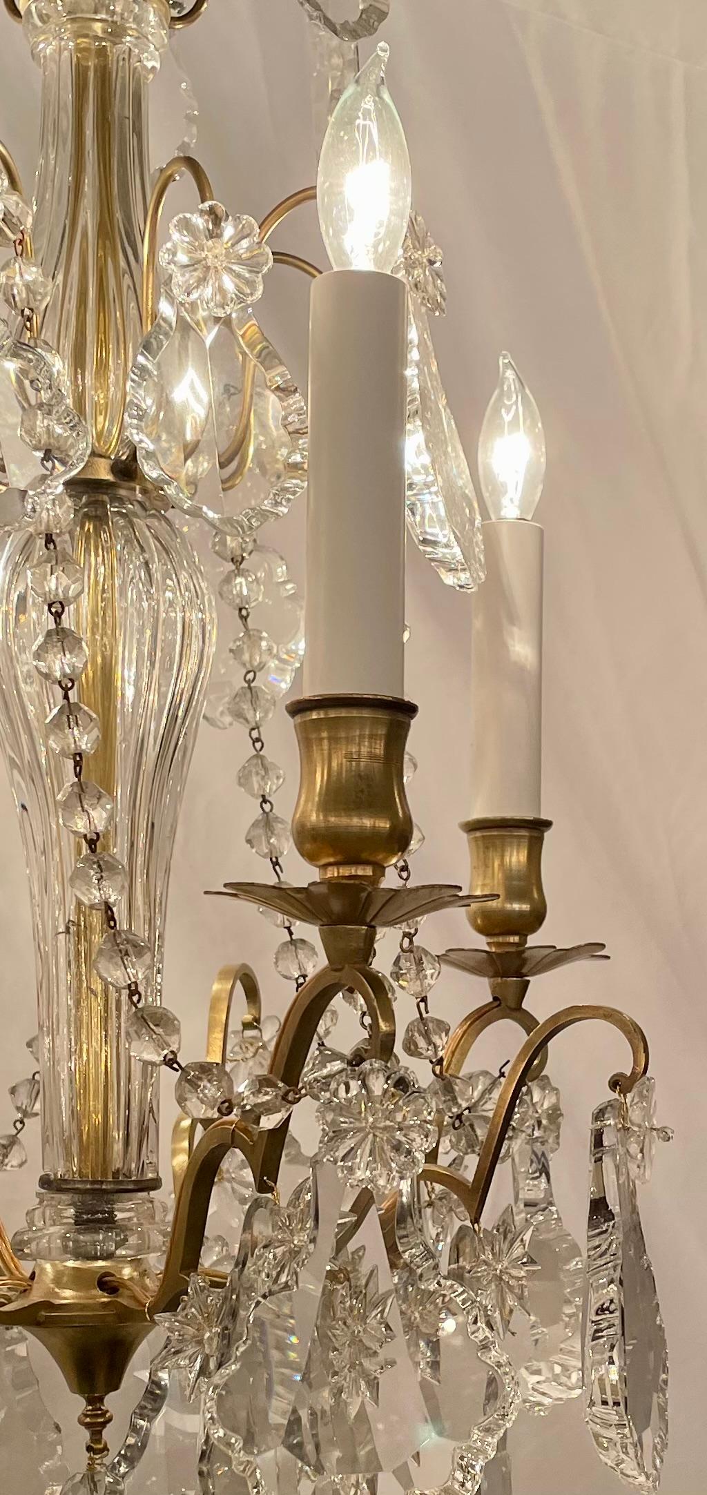 Antique French Baccarat Crystal & Gold Bronze 4 Light Chandelier Circa 1890-1900 1