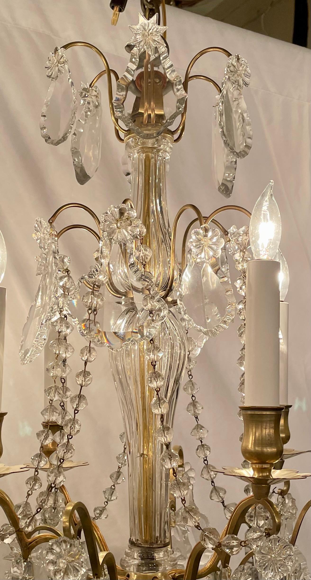 Antique French Baccarat Crystal & Gold Bronze 4 Light Chandelier Circa 1890-1900 2