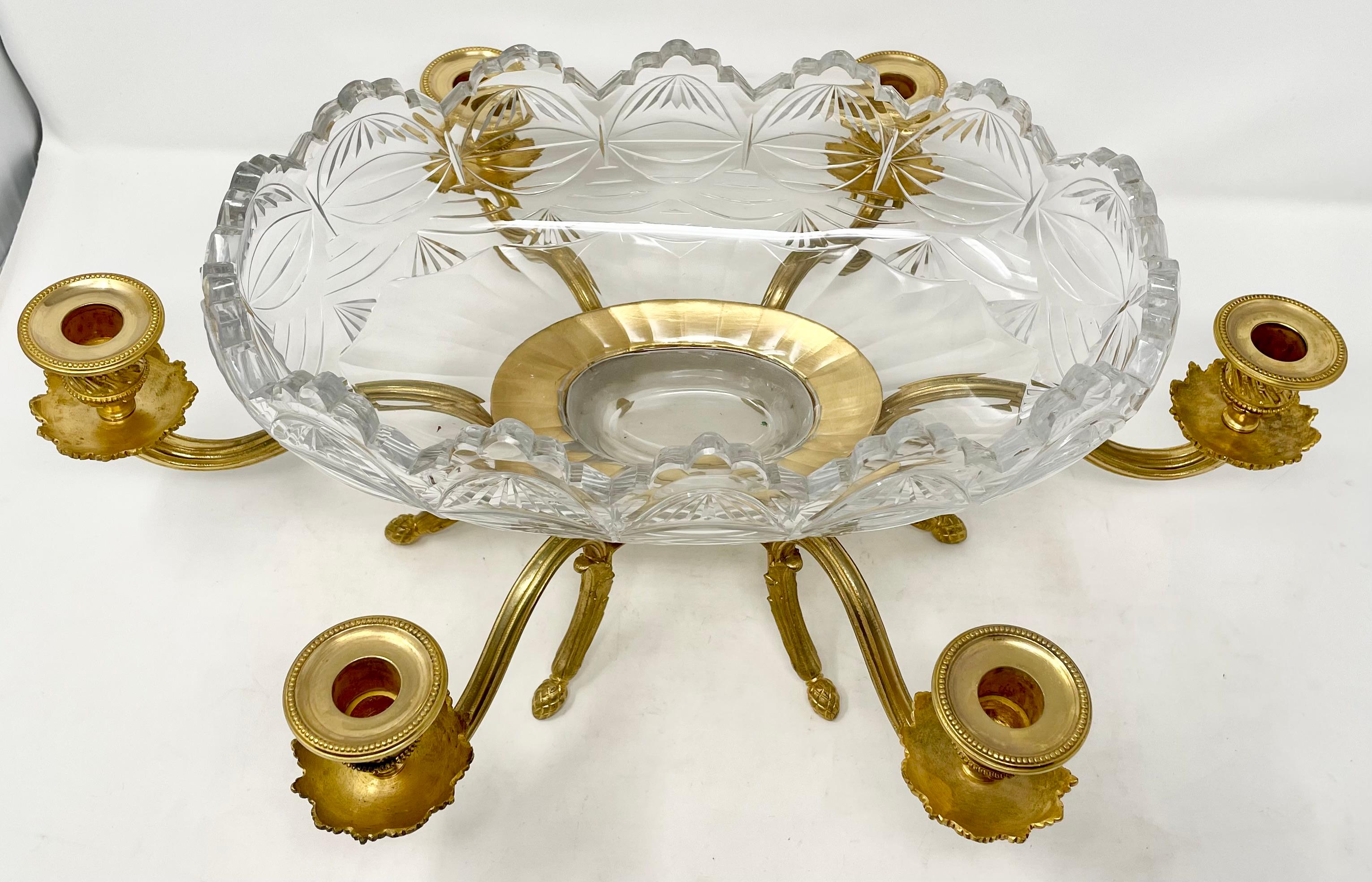 Antique French Baccarat Crystal & Gold Bronze Centerpiece Bowl, Circa 1885. For Sale 1