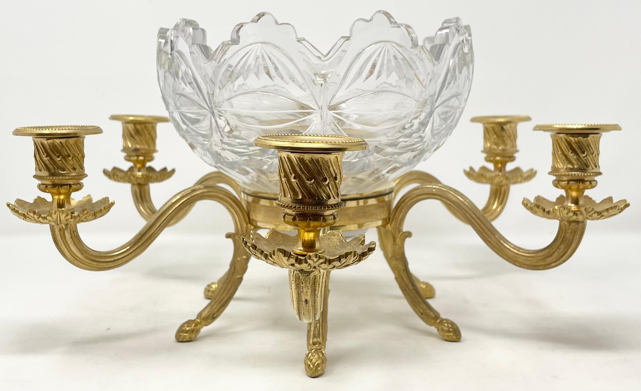 Antique French Baccarat Crystal & Gold Bronze Centerpiece Bowl, Circa 1885. For Sale 2