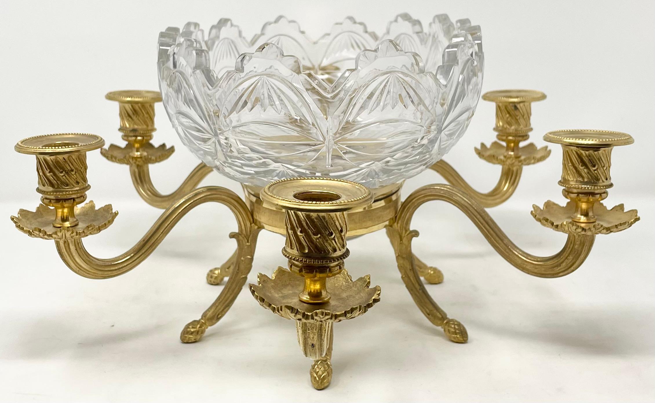 Antique French Baccarat Crystal & Gold Bronze Centerpiece Bowl, Circa 1885. For Sale 3