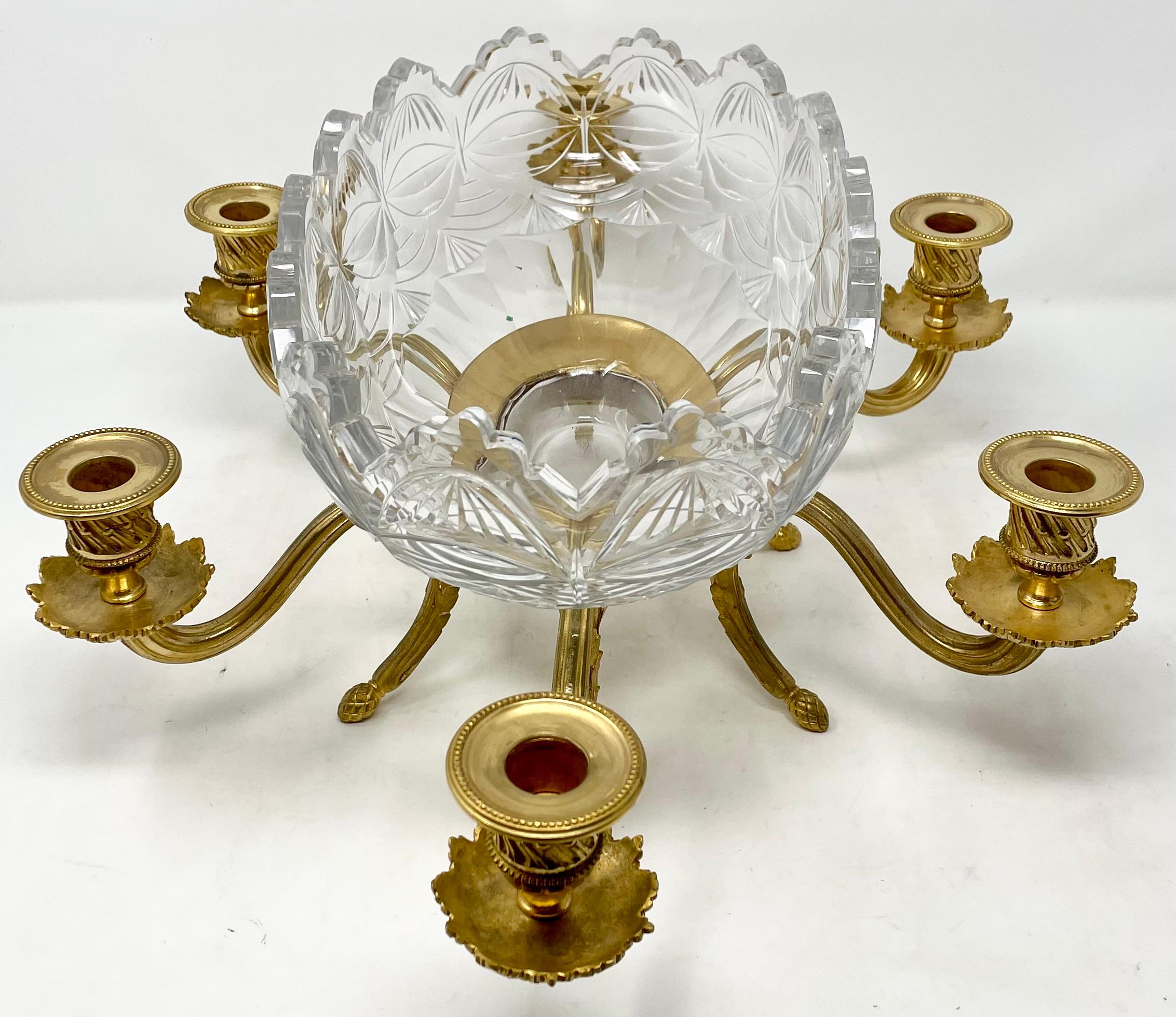 Antique French Baccarat Crystal & Gold Bronze Centerpiece Bowl, Circa 1885. For Sale 5