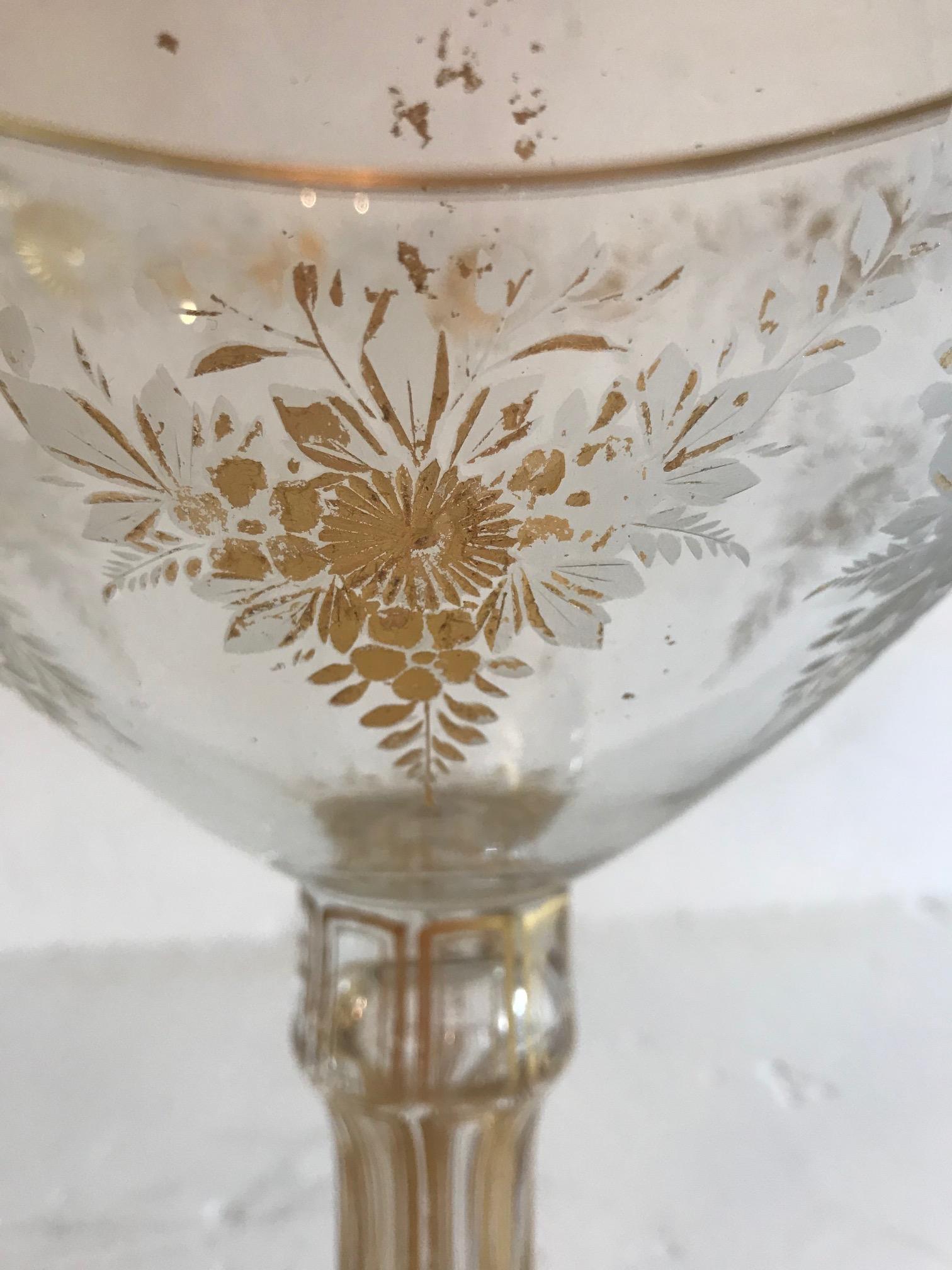 Antique French Baccarat Etched Glass Centerpiece Vessel 2