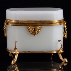 Antique French Baccarat Opaline Perfume Casket Box with Four Bottles