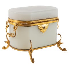 Antique French Baccarat Opaline Perfume Casket Box with Four Bottles