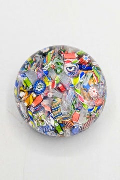 Antique French Baccarat Scramble Millefiori Art Glass Paperweight, Circa 1850