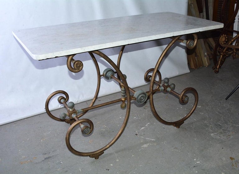Antique French Baker's Patisserie Marble Table For Sale at 1stDibs