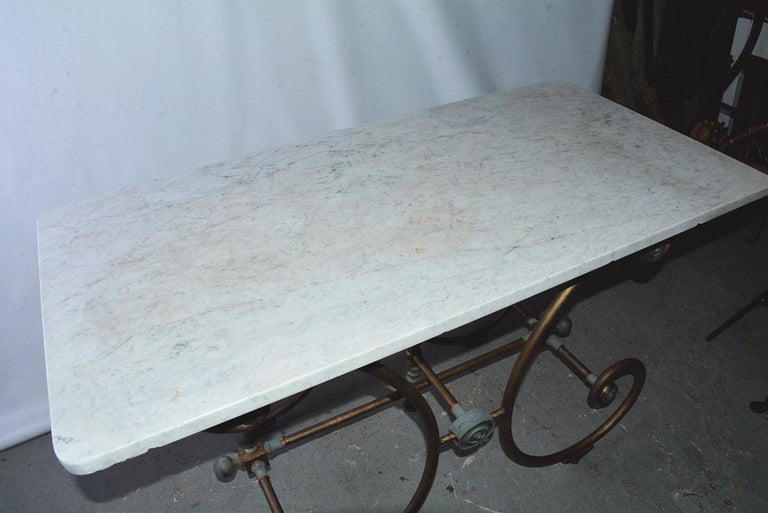 Antique French Baker's Patisserie Marble Table For Sale at 1stDibs