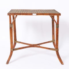 Antique French Bamboo and Rattan Bistro Table