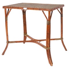 Antique French Bamboo and Rattan Bistro Table