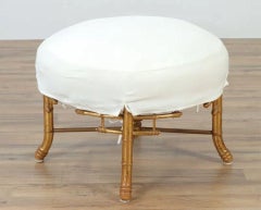 Antique French Bamboo Form Giltwood Stool