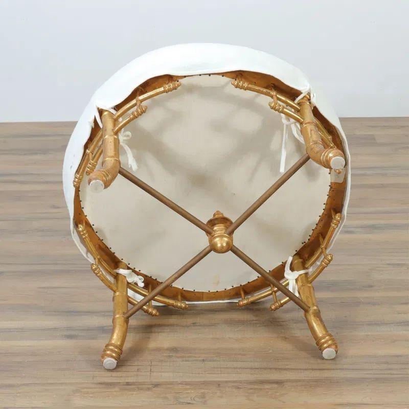 Tabouret français ancien en bois doré et forme de bambou Bon état - En vente à Dallas, TX
