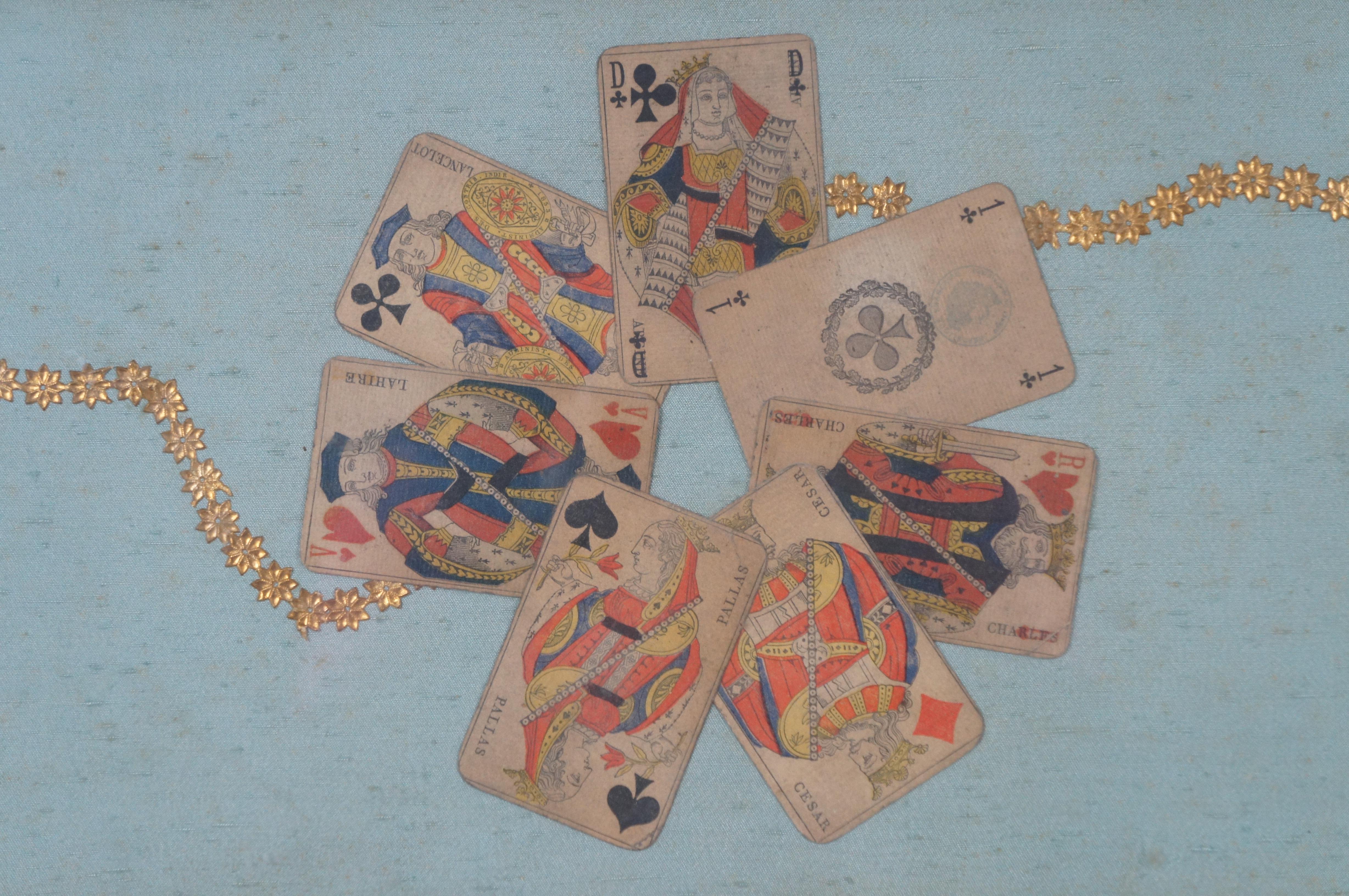 Antiquité française Baptiste Paul BP Grimaud Encadré Shadowbox Cartes à jouer 31