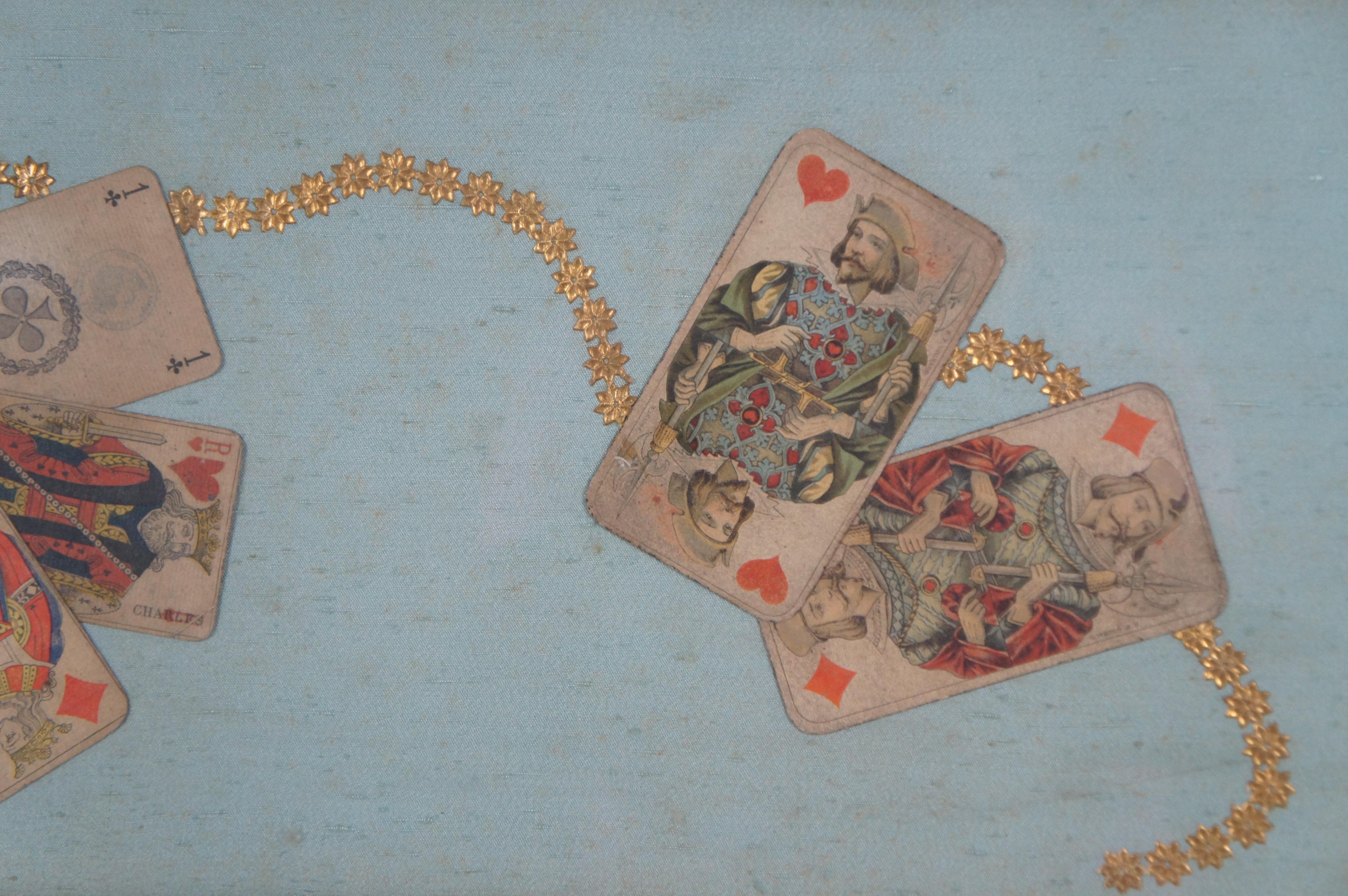 Antiquité française Baptiste Paul BP Grimaud Encadré Shadowbox Cartes à jouer 31