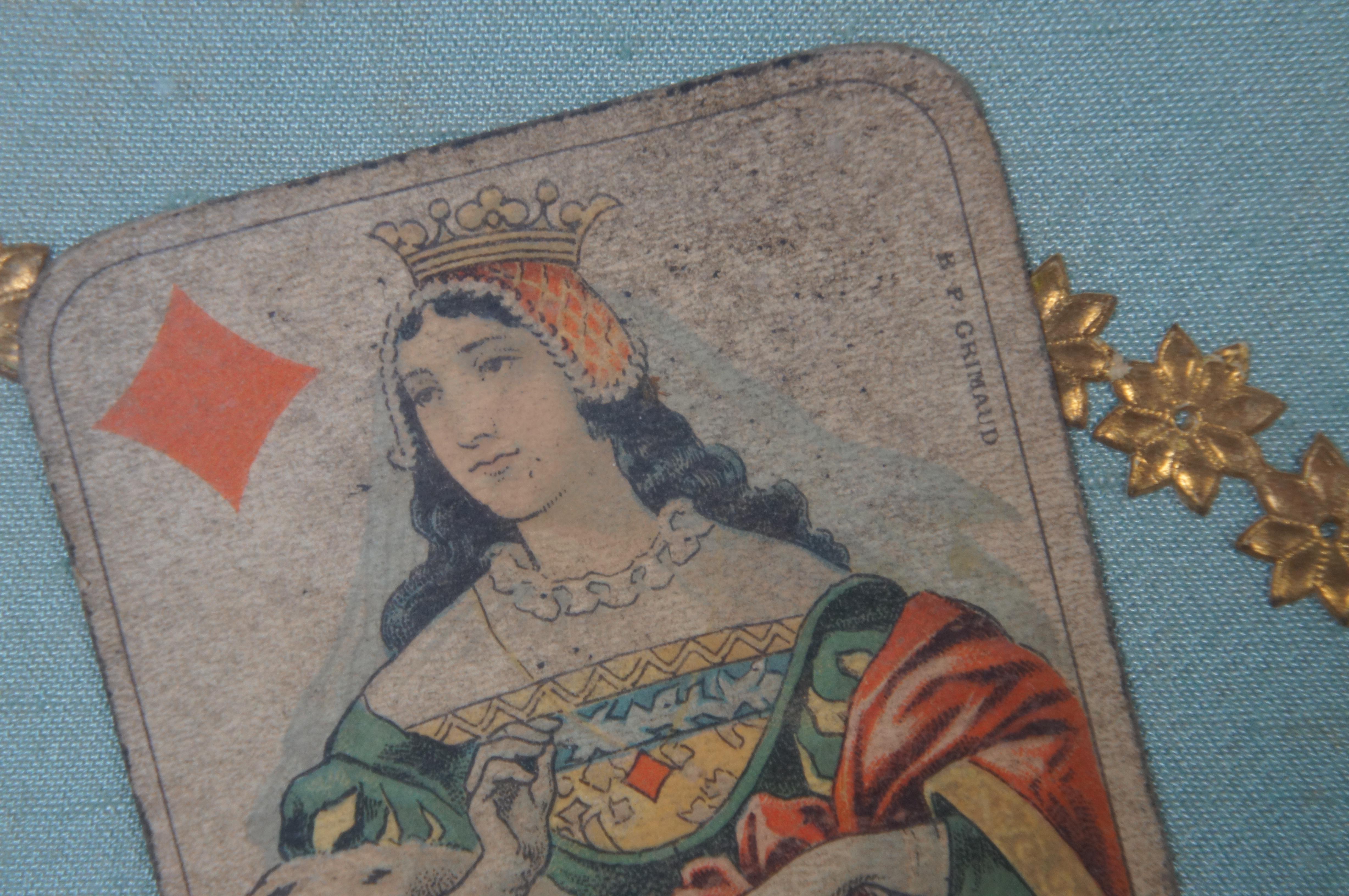 Antiquité française Baptiste Paul BP Grimaud Encadré Shadowbox Cartes à jouer 31