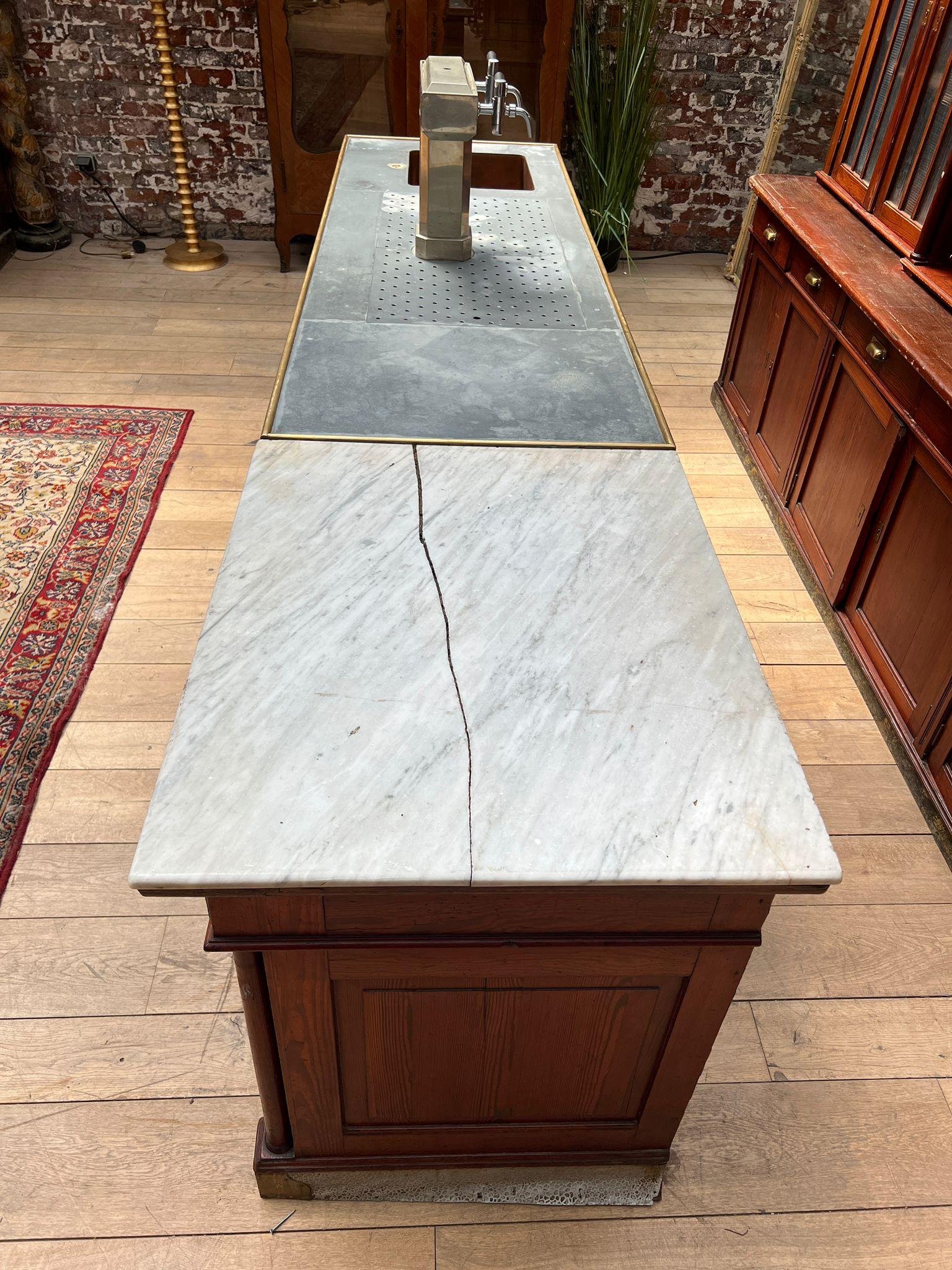 Antique French Bar Counter with Back Bar, Early 20th Century For Sale 8