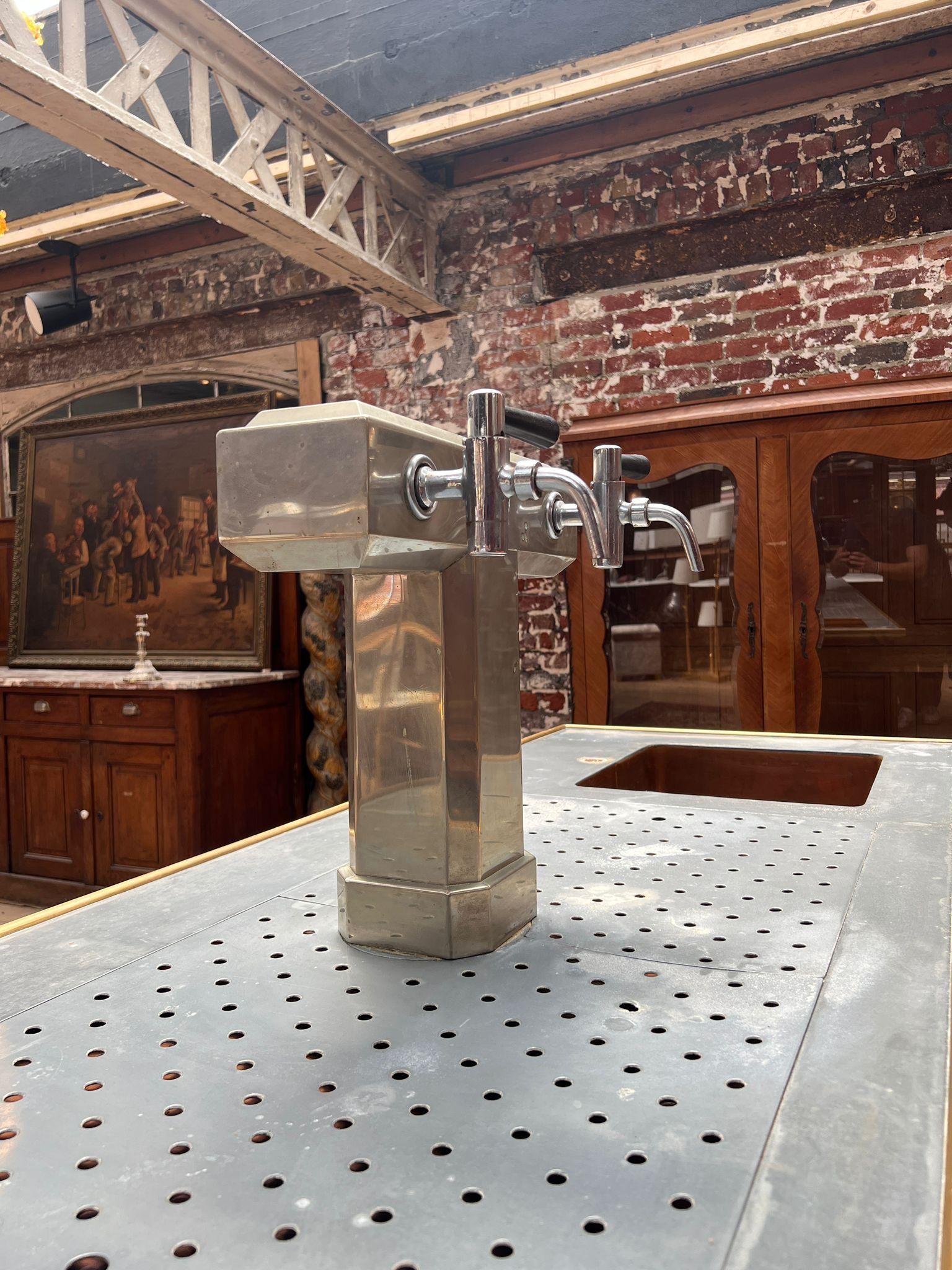 Antique French Bar Counter with Back Bar, Early 20th Century For Sale 9