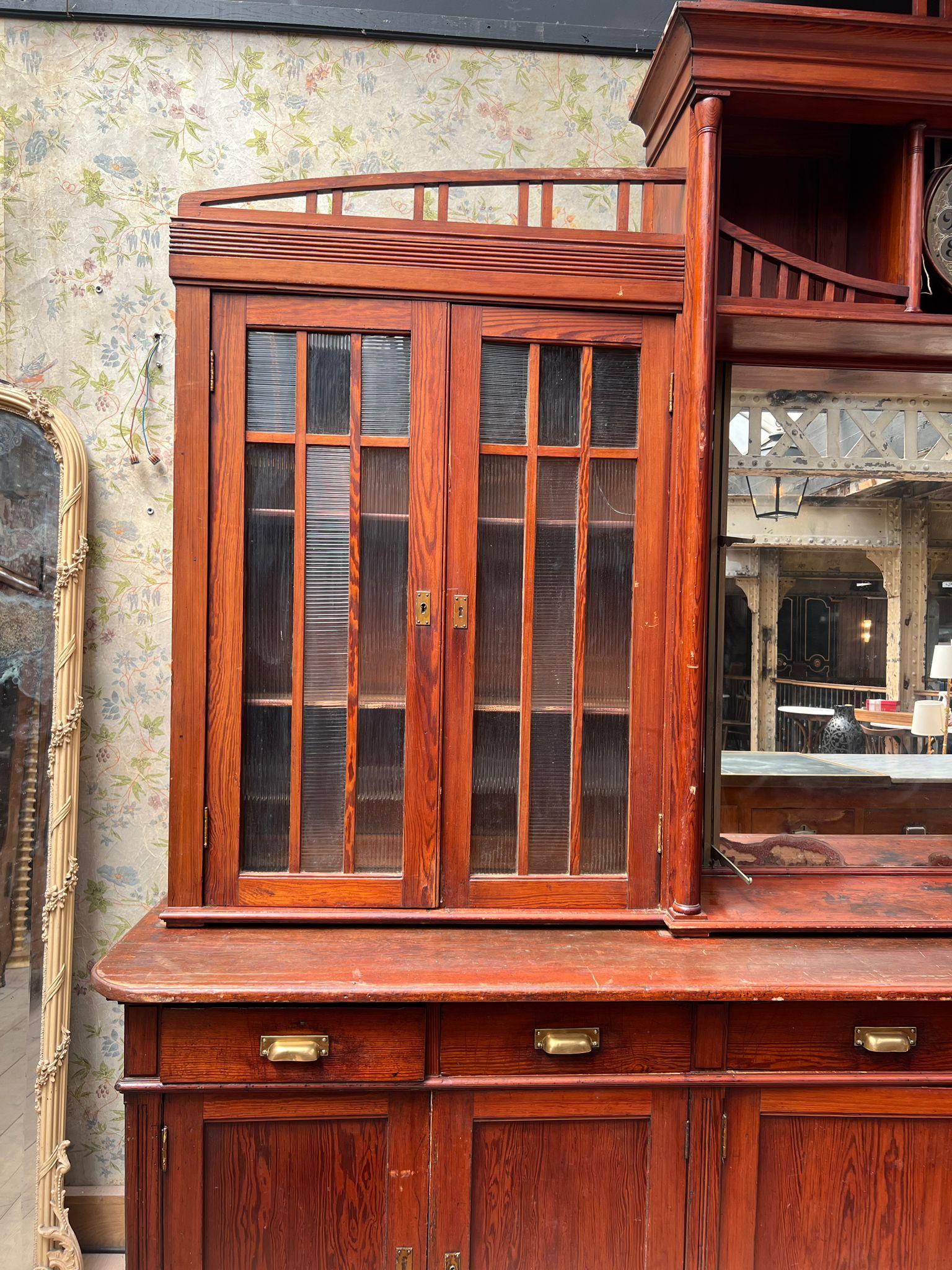 Antique French Bar Counter with Back Bar, Early 20th Century For Sale 10