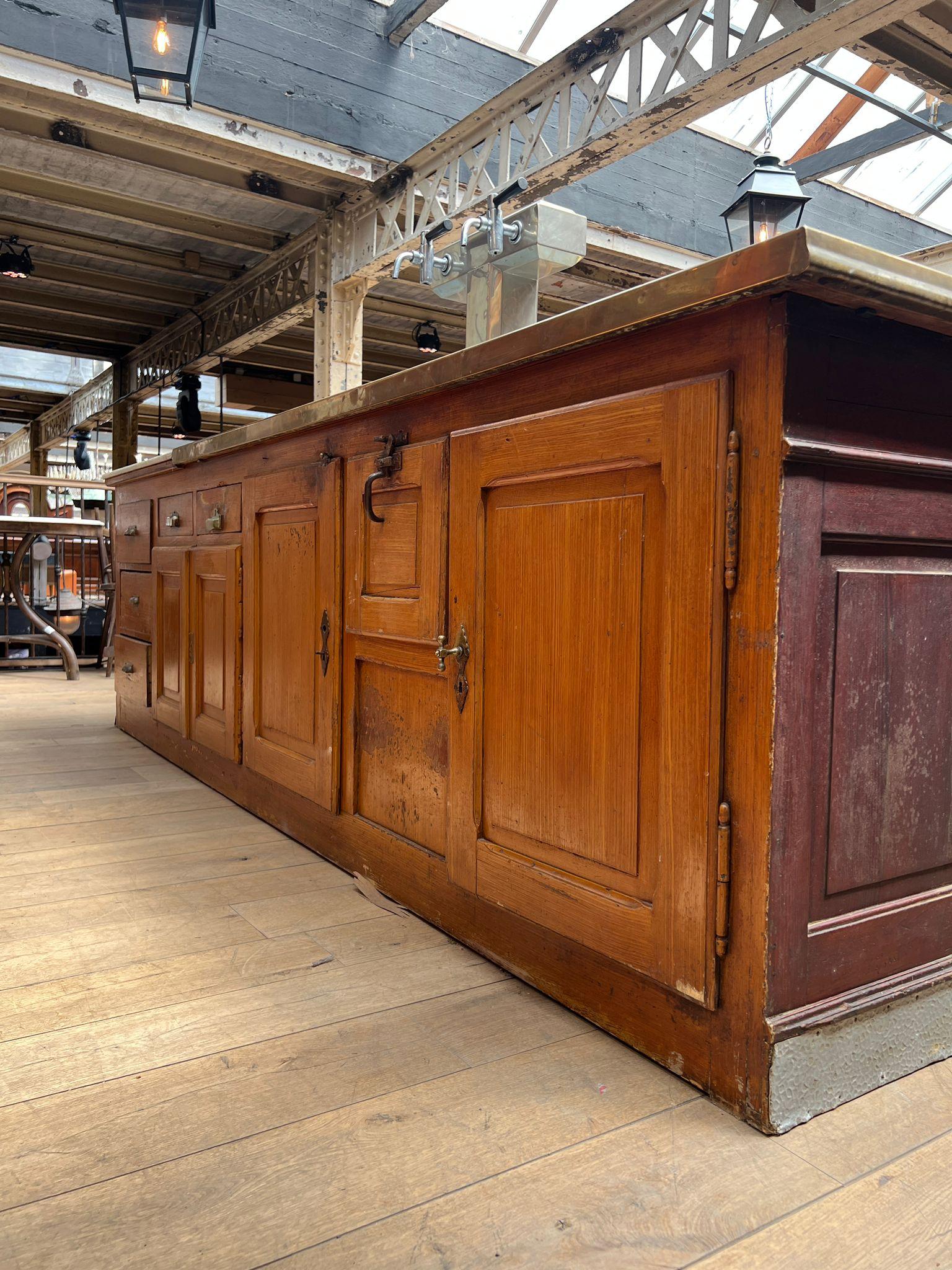 Antique French Bar Counter with Back Bar, Early 20th Century For Sale 11
