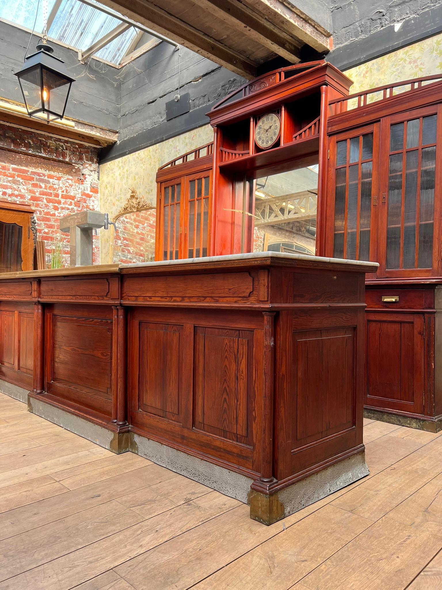 Antique French Bar Counter with Back Bar, Early 20th Century For Sale 12