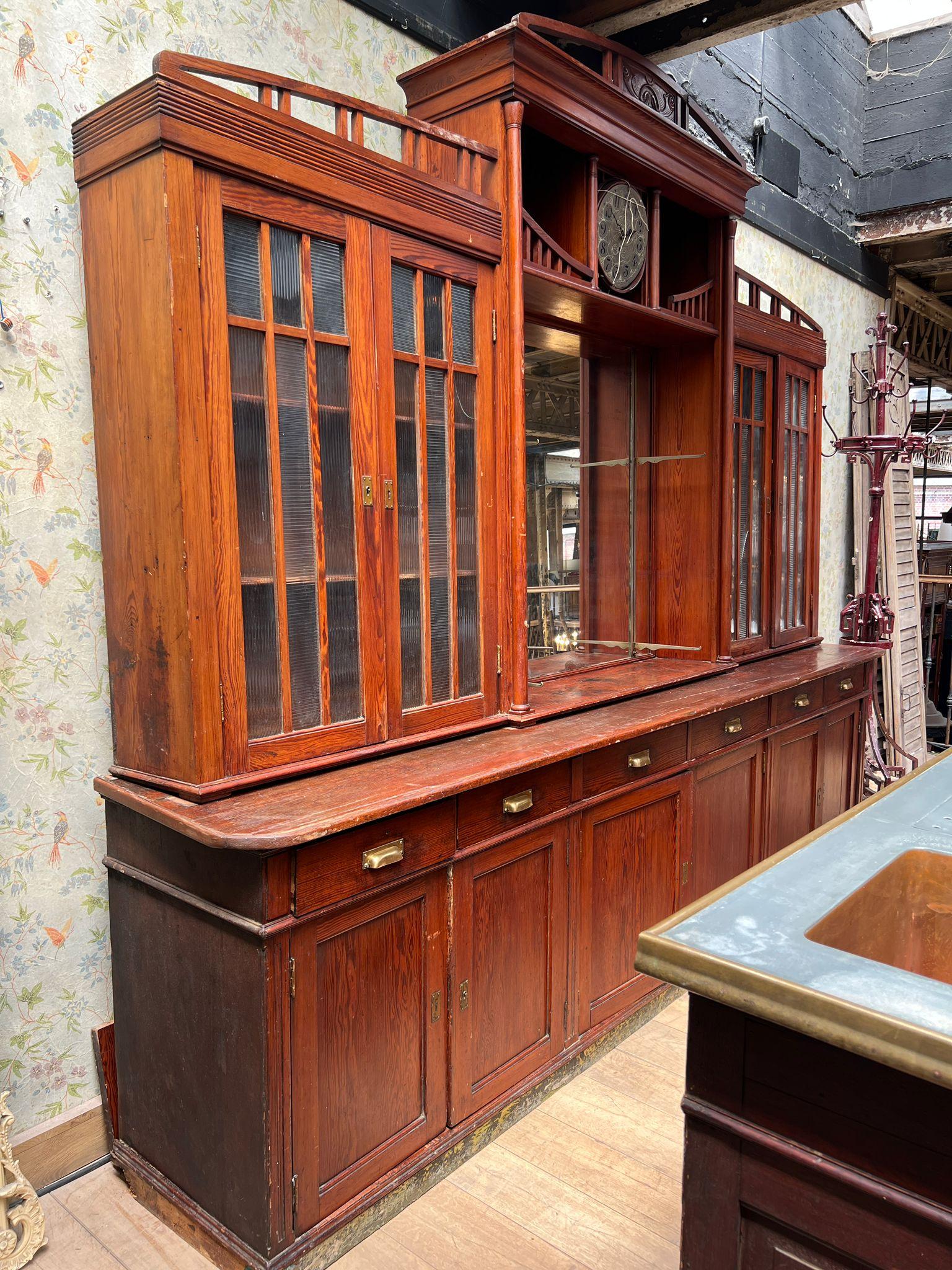 Antique French Bar Counter with Back Bar, Early 20th Century For Sale 1