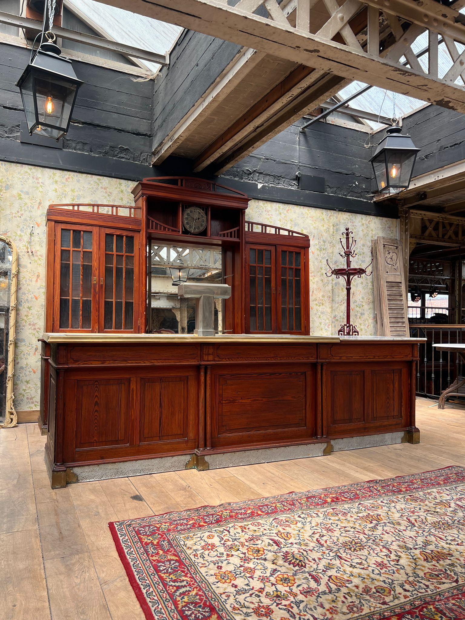 Antique French Bar Counter with Back Bar, Early 20th Century For Sale 3