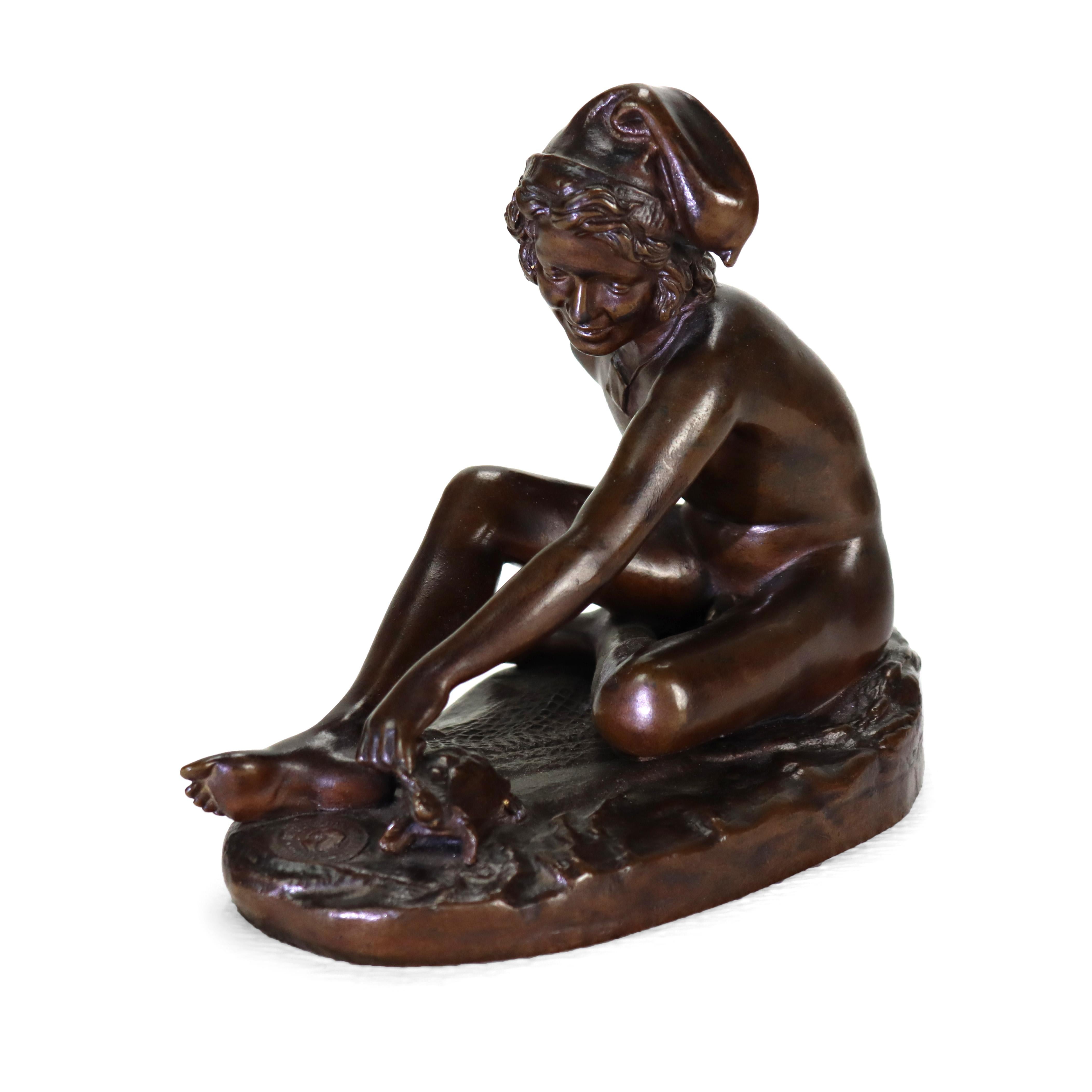 82006-LFW Antique French Barbedenne Fondeur Bronze Figure “Neopolitan Fisherboy” Signed C1890

Measures - 6