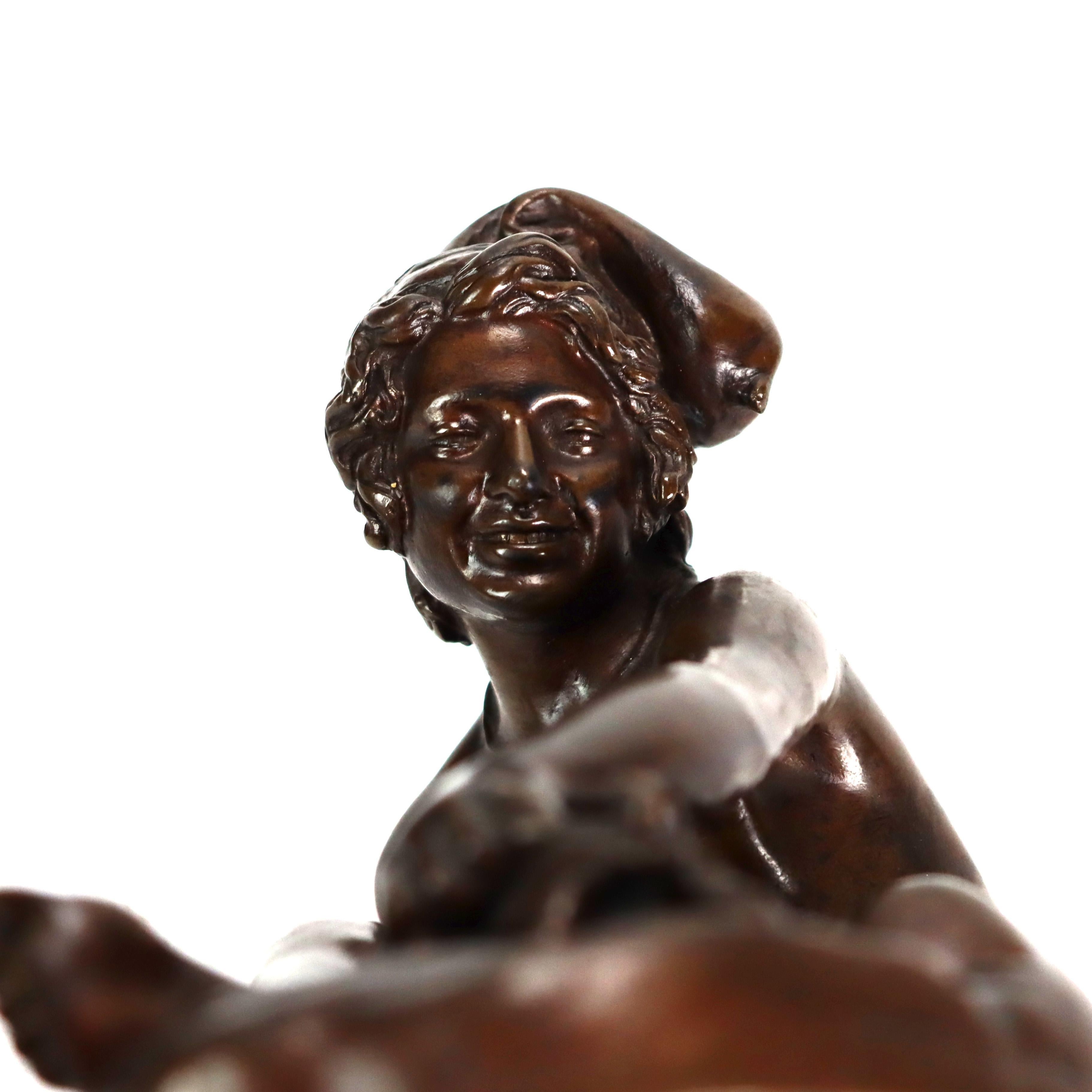 19th Century Antique French Barbedenne Fondeur Bronze Figure “Neopolitan Fisherboy” C1890 For Sale