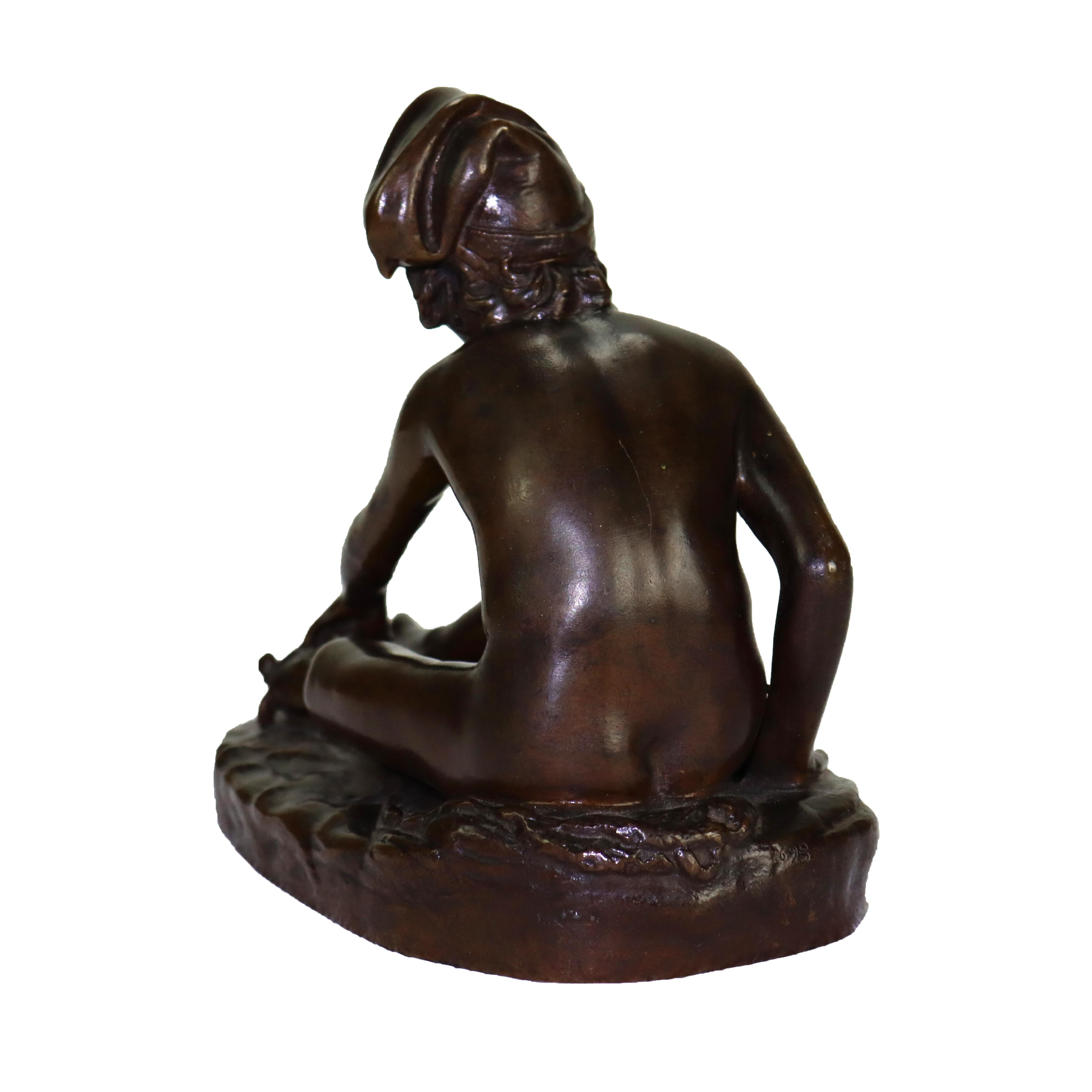Antique French Barbedenne Fondeur Bronze Figure “Neopolitan Fisherboy” C1890 For Sale 2