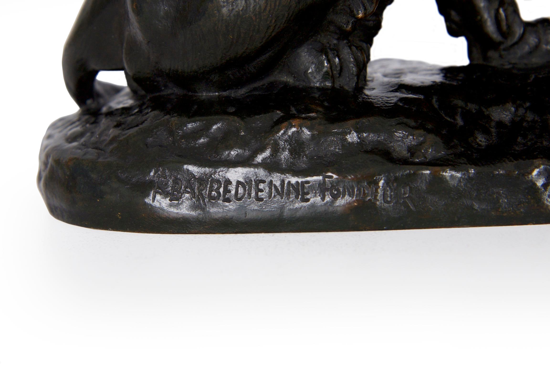 Antique French Barbedienne Bronze Sculpture “Lion au Serpent” after Antoine-Loui 10