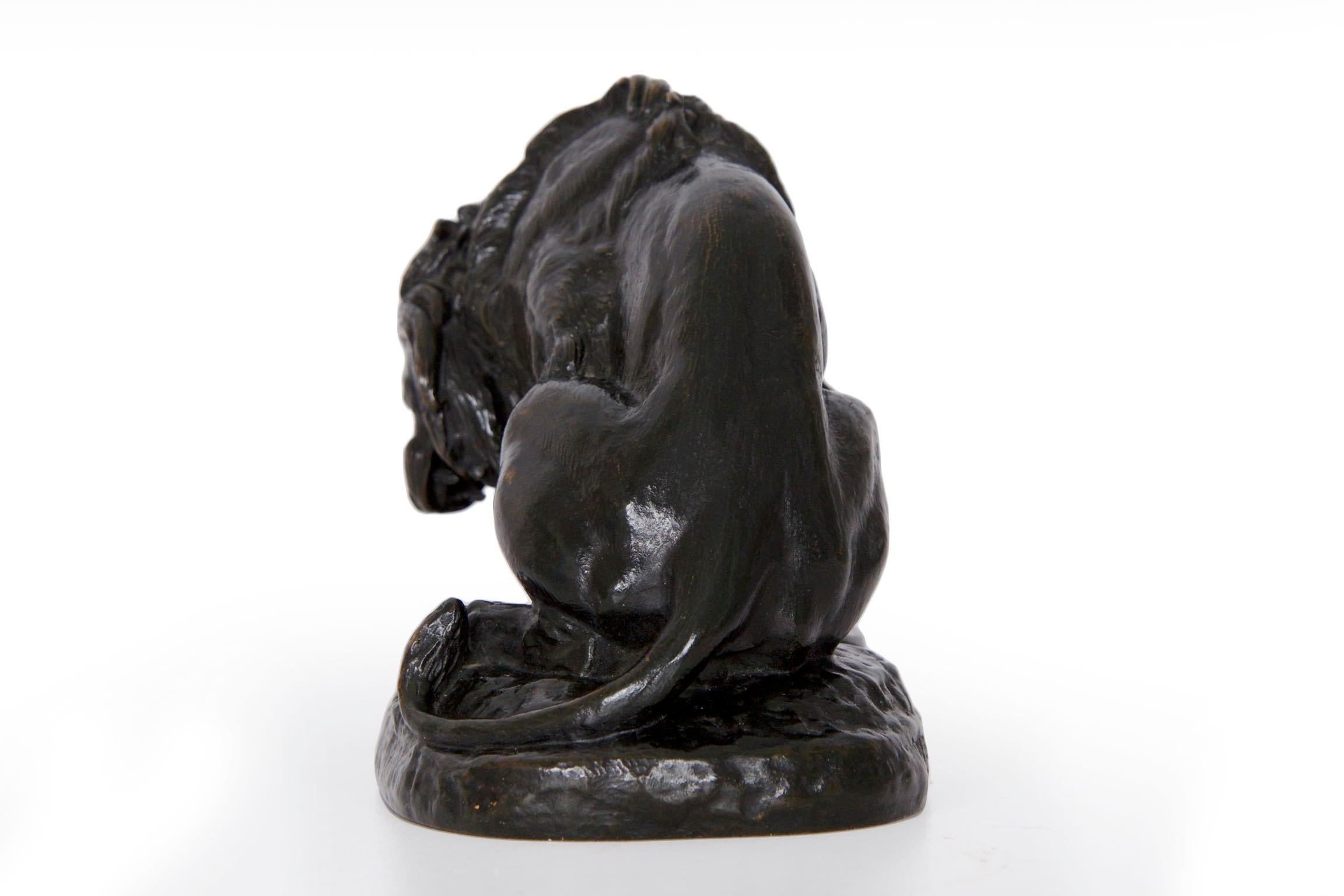 Antique French Barbedienne Bronze Sculpture “Lion au Serpent” after Antoine-Loui 4
