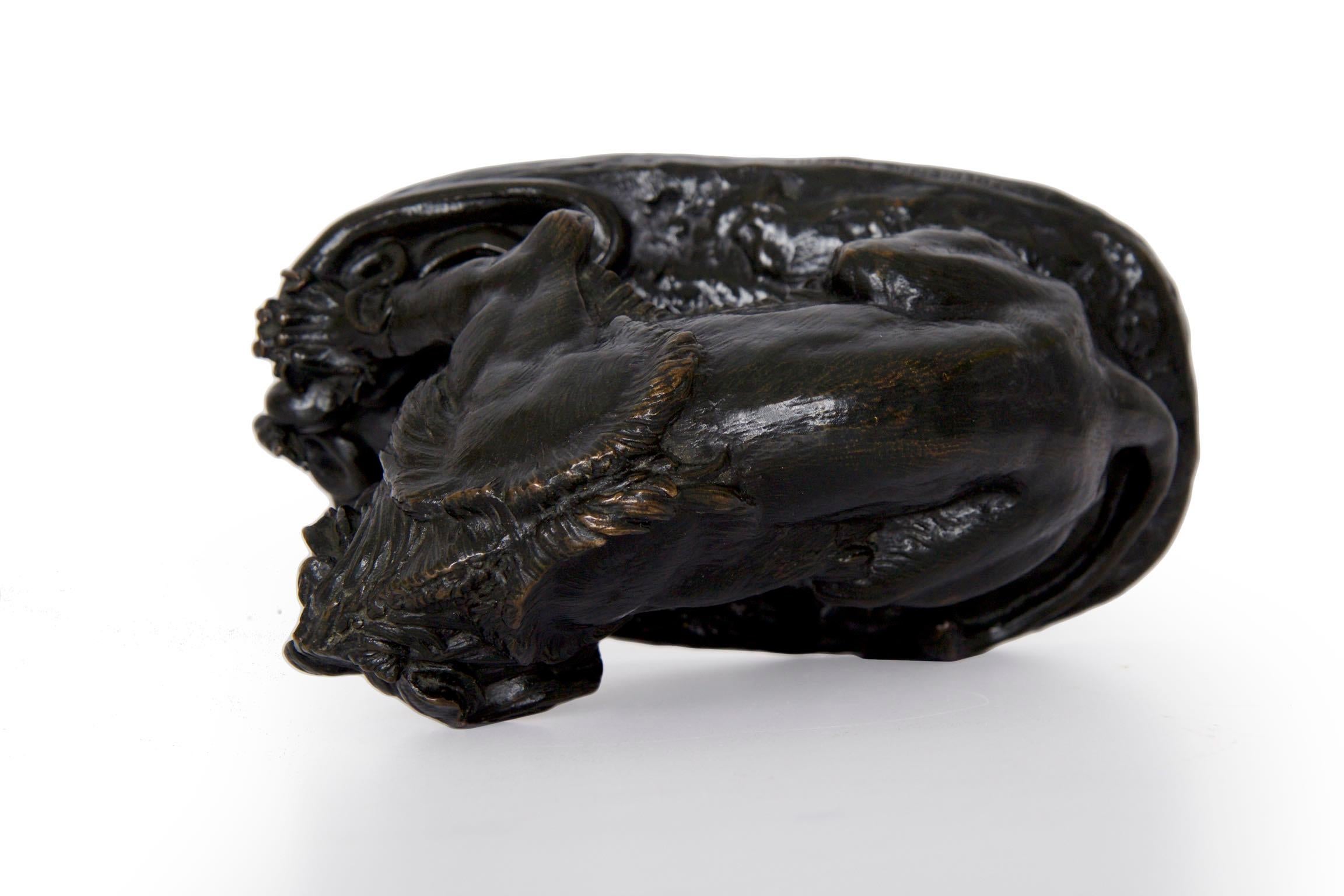 Antique French Barbedienne Bronze Sculpture “Lion au Serpent” after Antoine-Loui 5