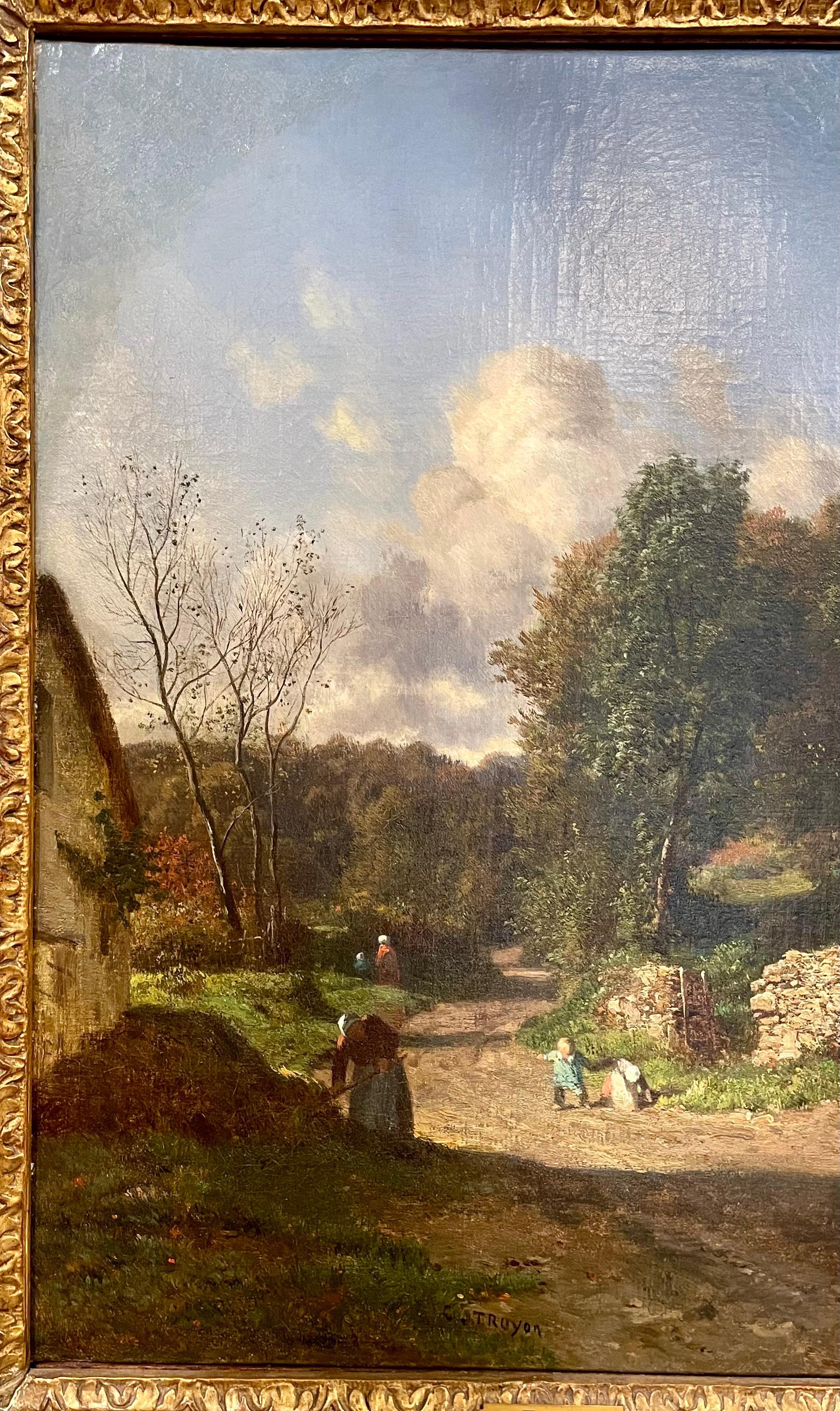 Antikes französisches Gemälde der Schule von Barbizon, Öl auf Leinwand, Gemälde von Constant Troyon. im Zustand „Gut“ im Angebot in New Orleans, LA