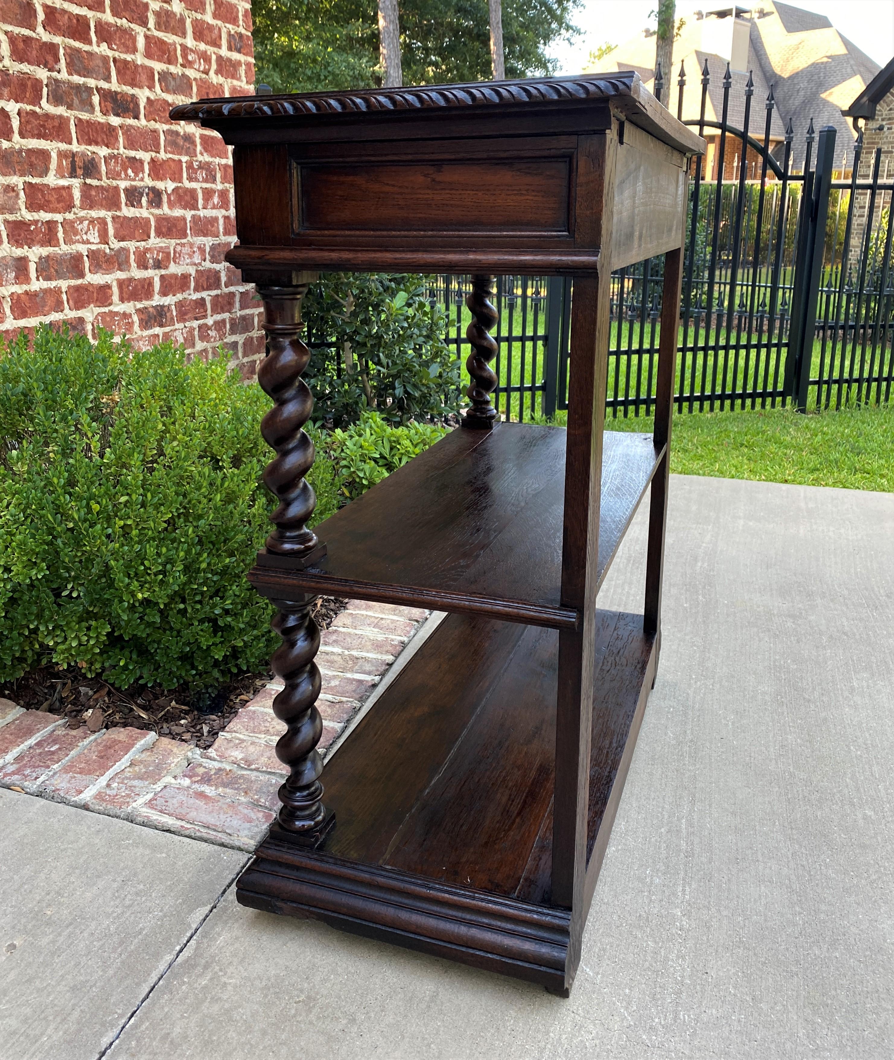 Antique French Barley Twist Dessert Server 2-Tier Sideboard 2 Drawers Petite Oak 4